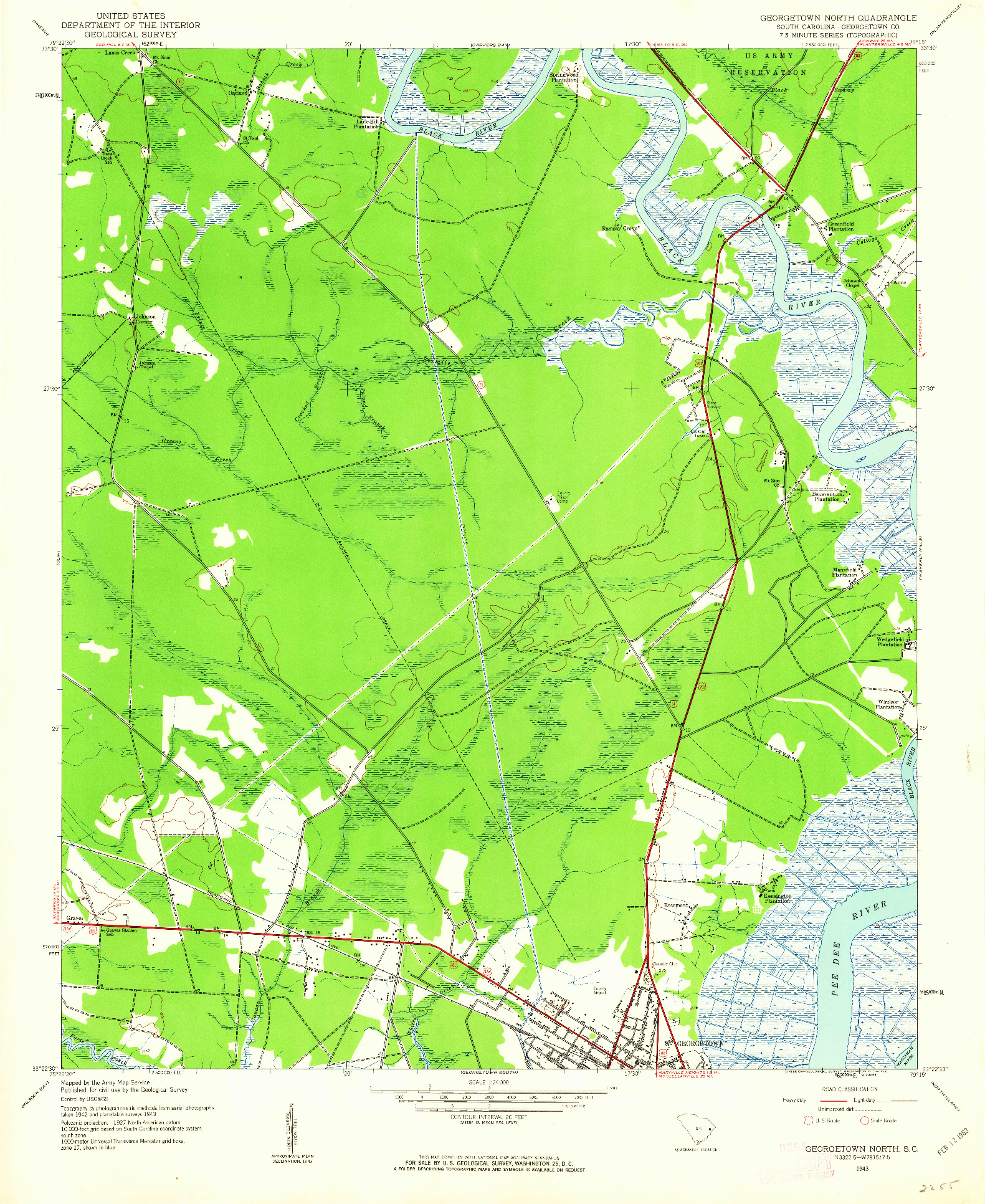 USGS 1:24000-SCALE QUADRANGLE FOR GEORGETOWN NORTH, SC 1943