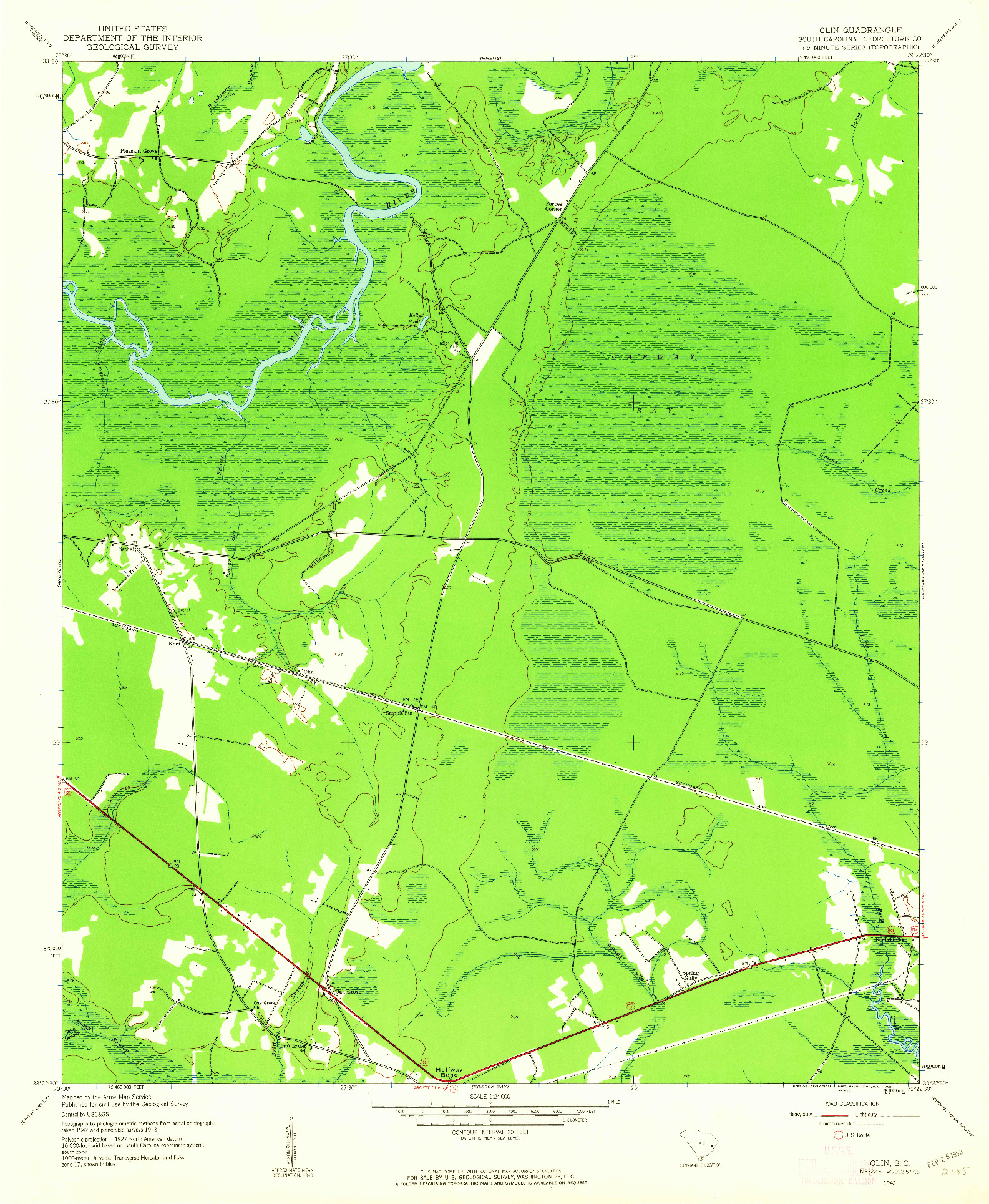 USGS 1:24000-SCALE QUADRANGLE FOR OLIN, SC 1943