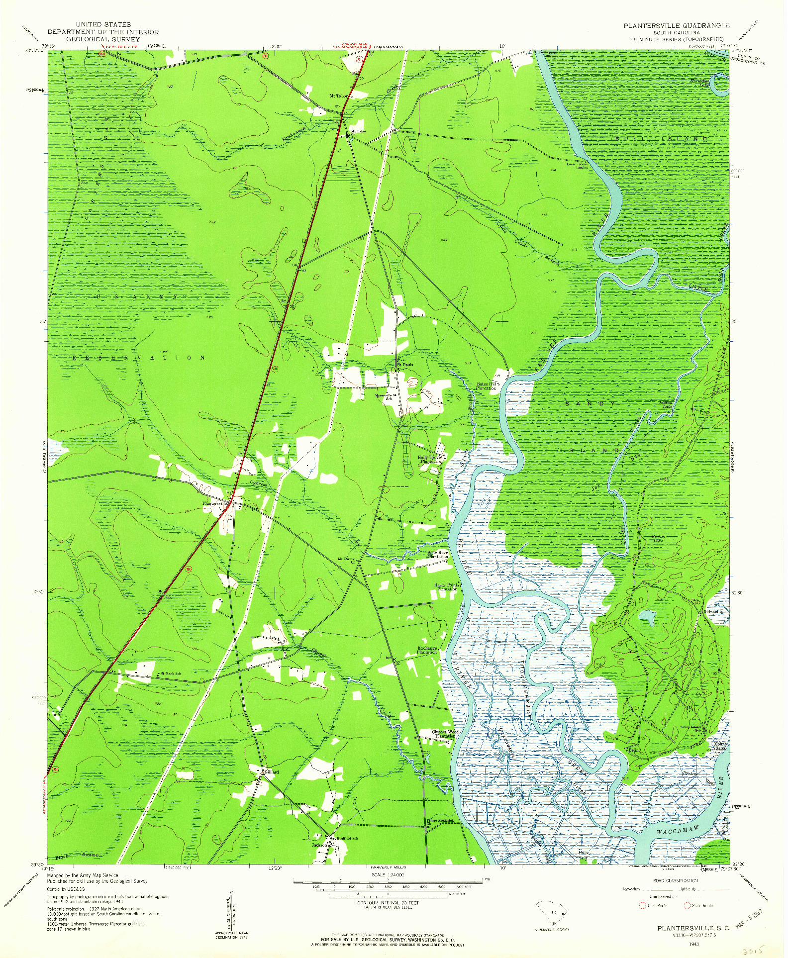 USGS 1:24000-SCALE QUADRANGLE FOR PLANTERSVILLE, SC 1943