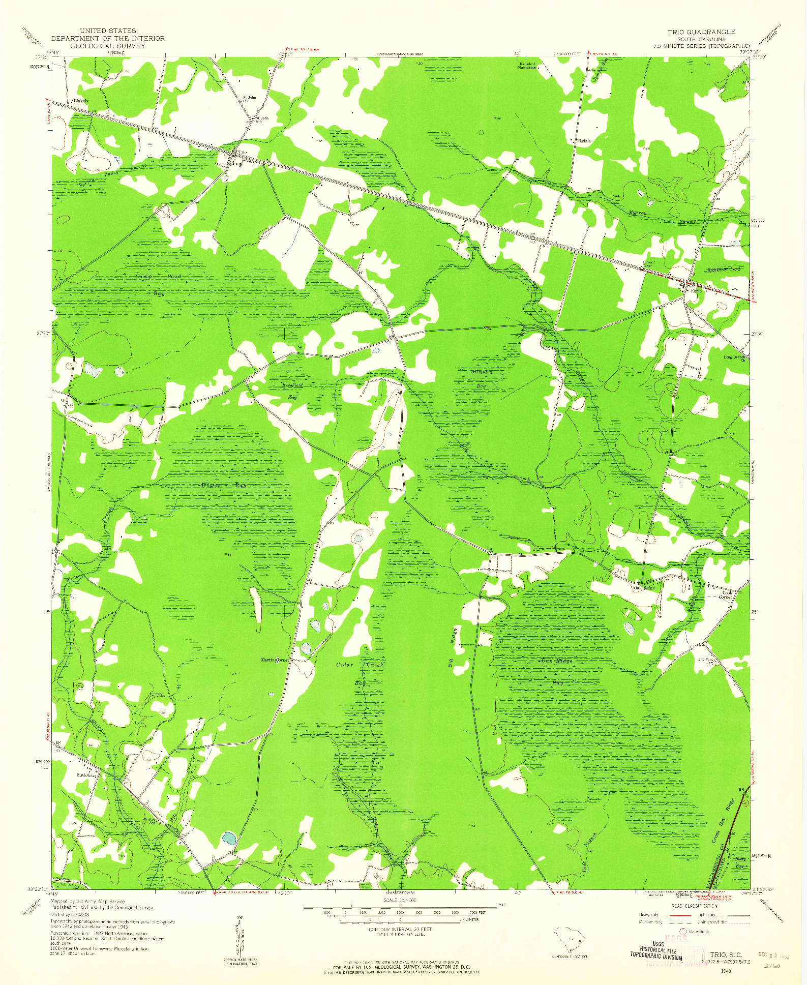 USGS 1:24000-SCALE QUADRANGLE FOR TRIO, SC 1943