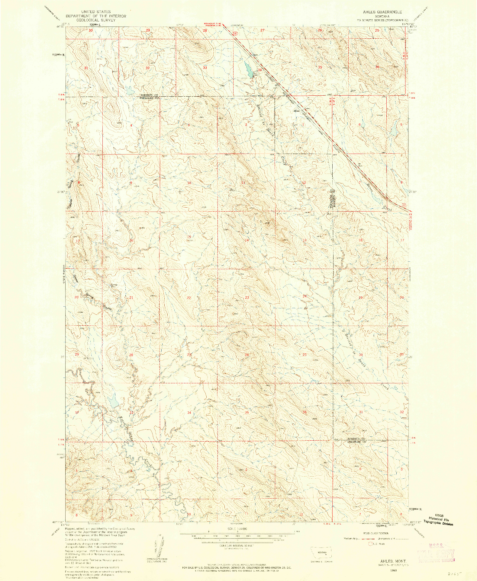 USGS 1:24000-SCALE QUADRANGLE FOR AHLES, MT 1960