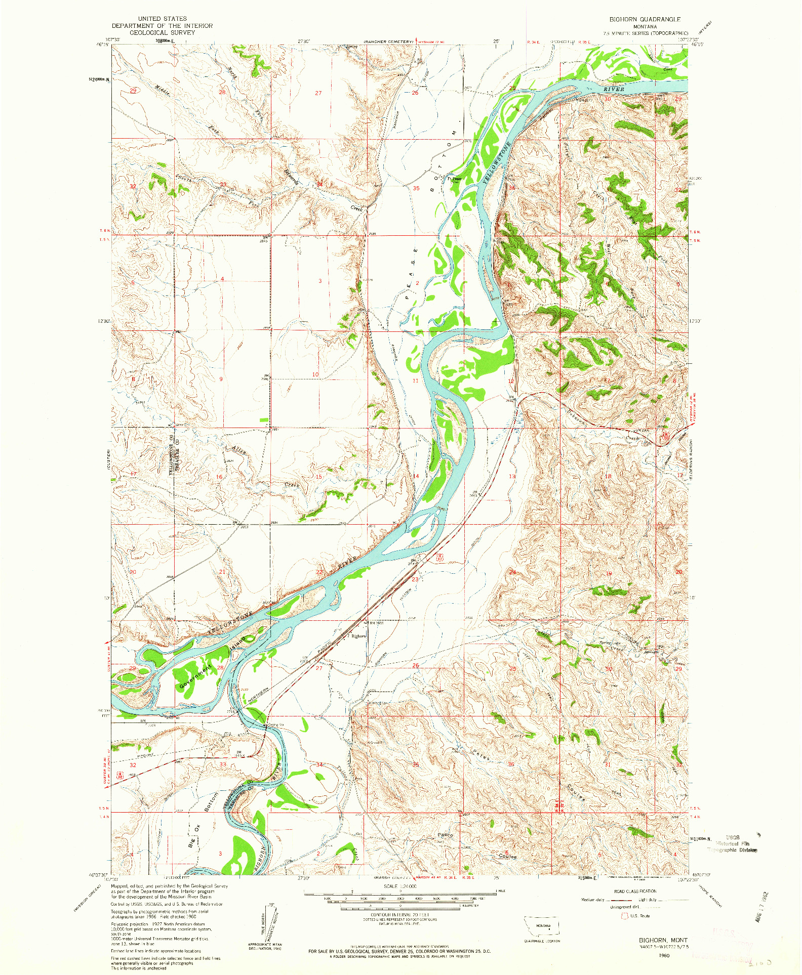 USGS 1:24000-SCALE QUADRANGLE FOR BIGHORN, MT 1960