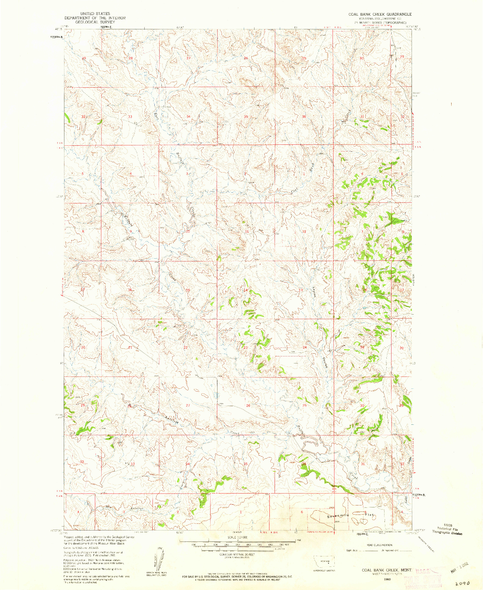 USGS 1:24000-SCALE QUADRANGLE FOR COAL BANK CREEK, MT 1960