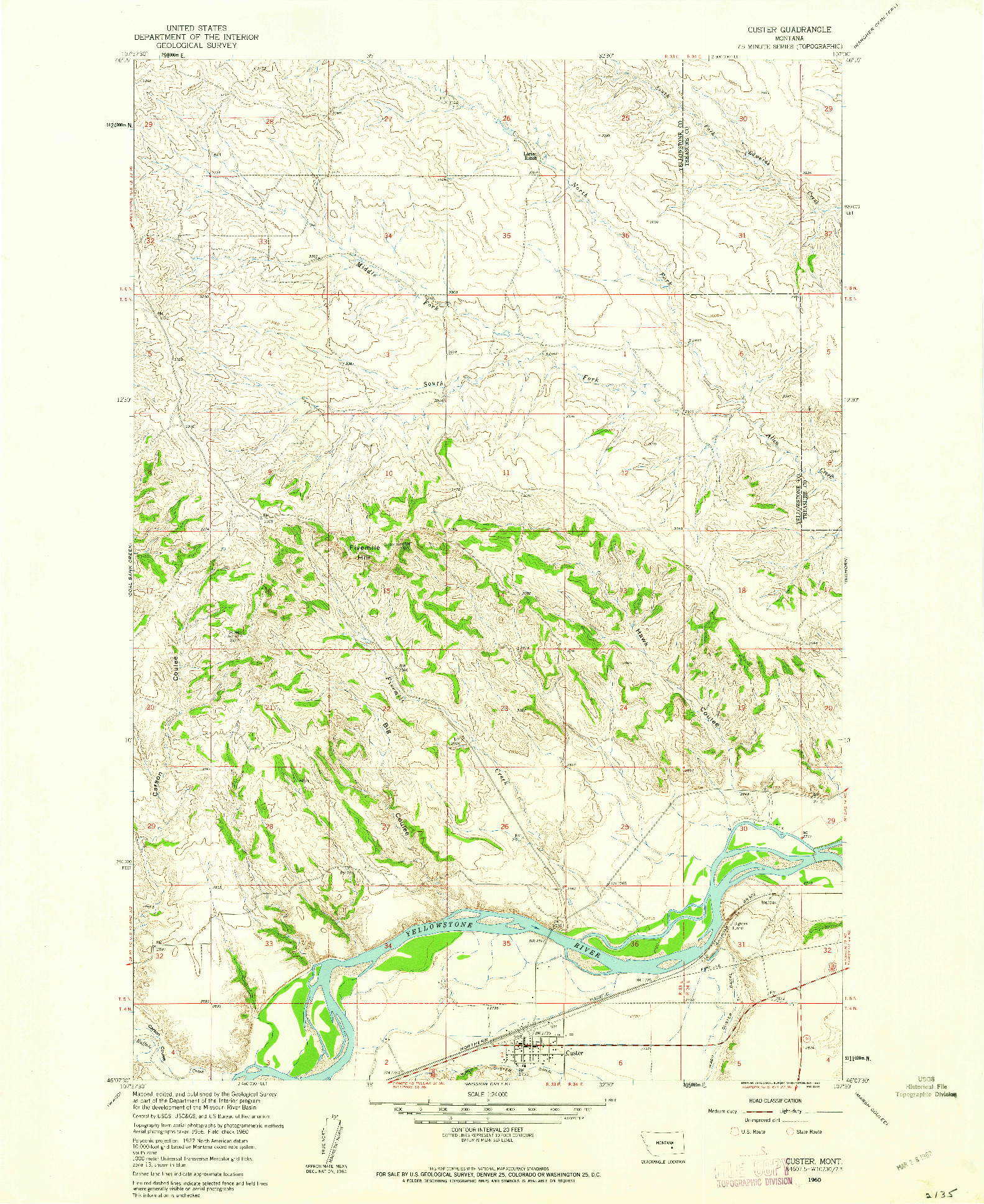 USGS 1:24000-SCALE QUADRANGLE FOR CUSTER, MT 1960