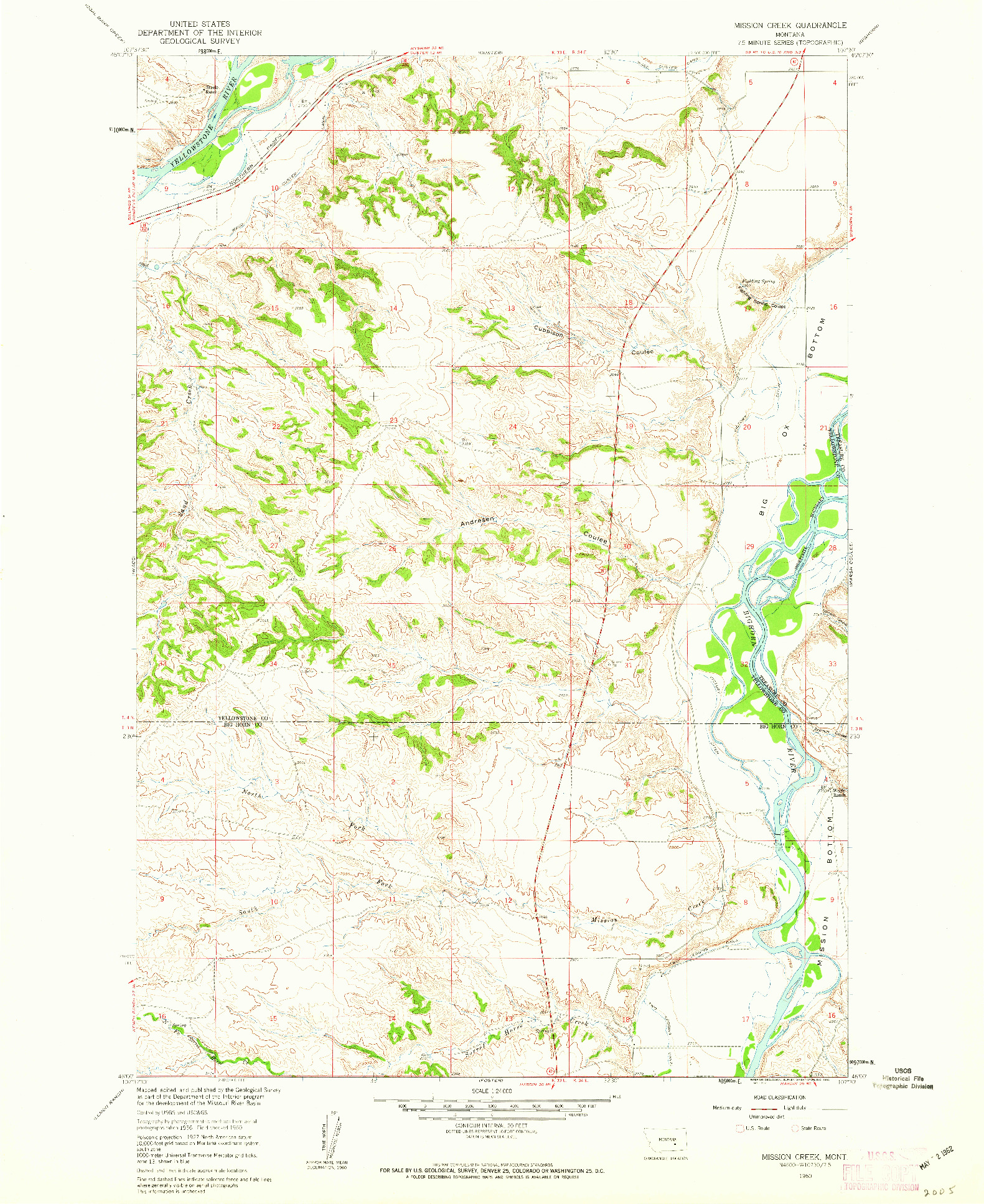 USGS 1:24000-SCALE QUADRANGLE FOR MISSION CREEK, MT 1960