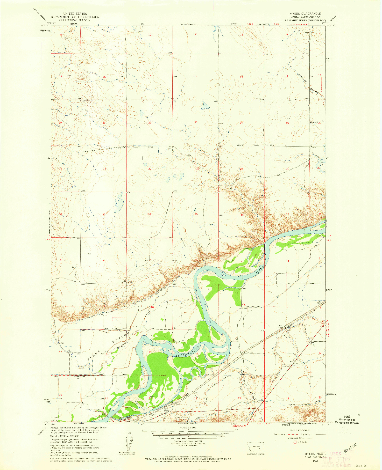 USGS 1:24000-SCALE QUADRANGLE FOR MYERS, MT 1960
