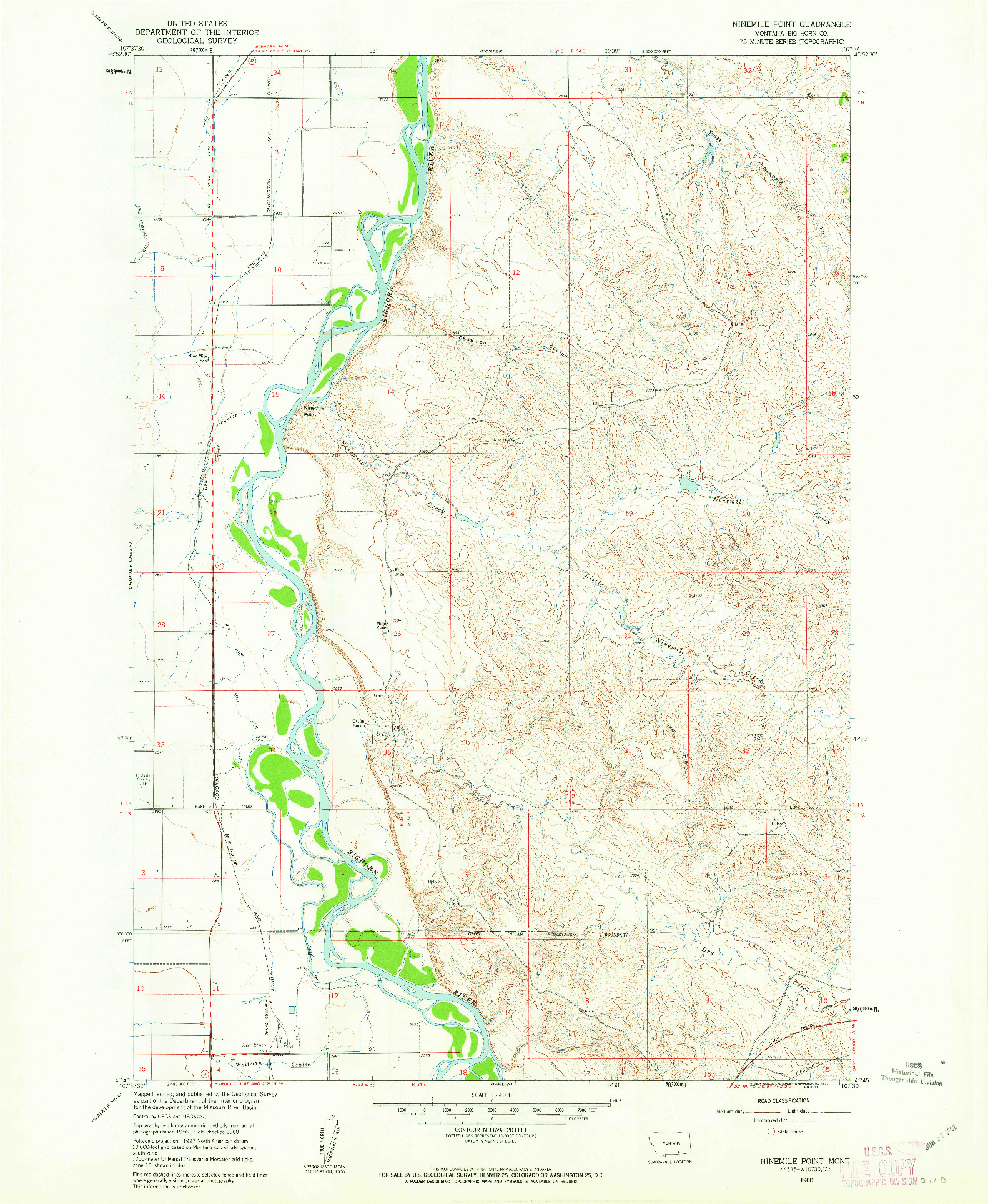USGS 1:24000-SCALE QUADRANGLE FOR NINEMILE POINT, MT 1960