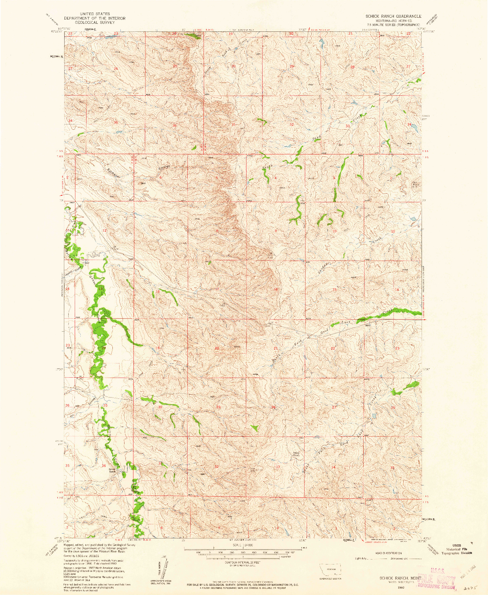 USGS 1:24000-SCALE QUADRANGLE FOR SCHICK RANCH, MT 1960