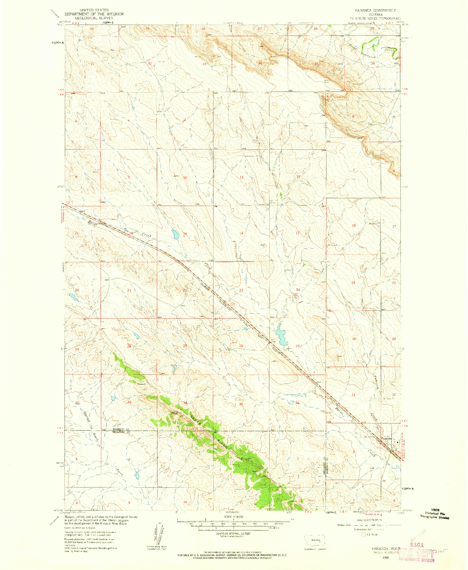 USGS 1:24000-SCALE QUADRANGLE FOR VANANDA, MT 1960