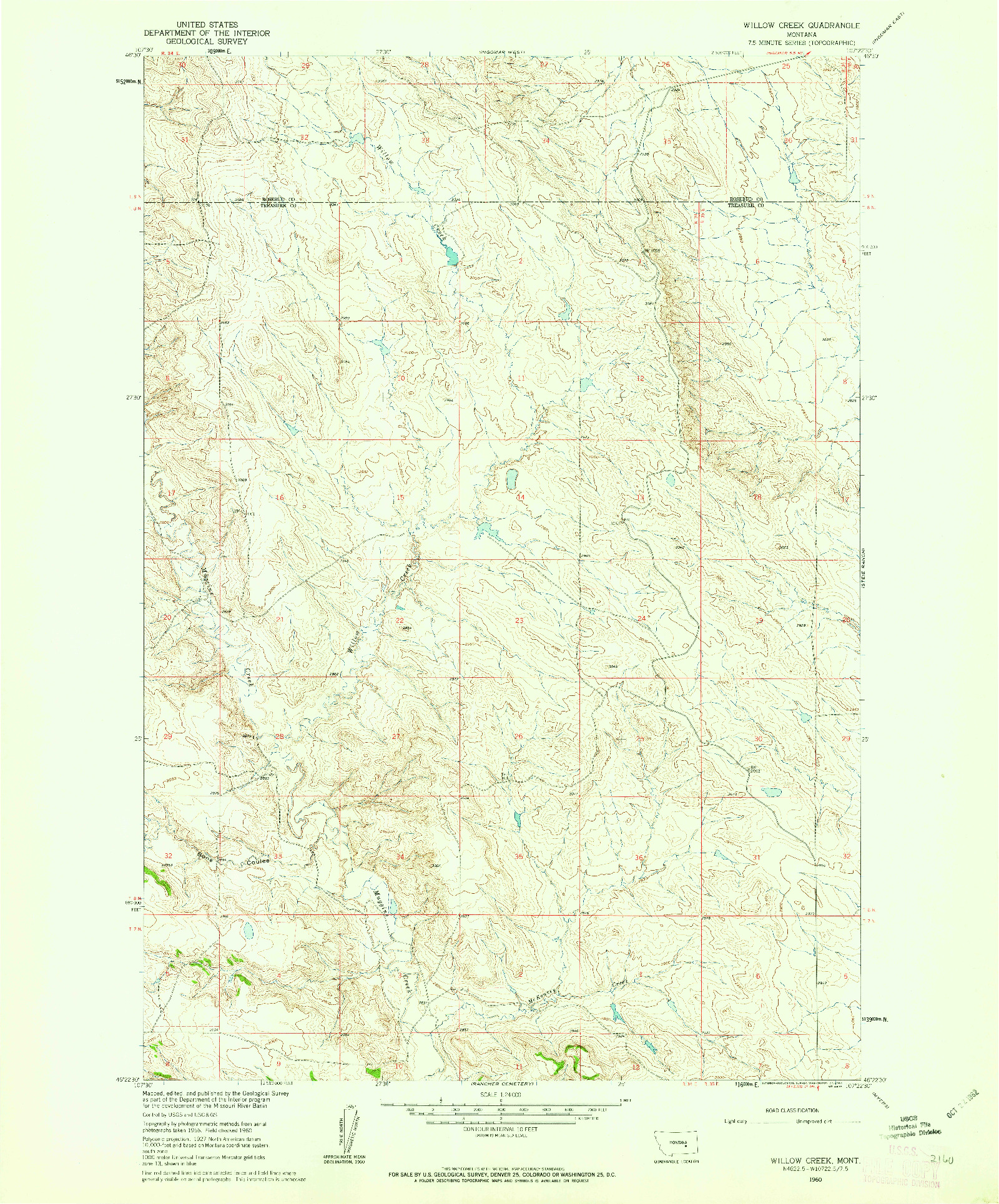 USGS 1:24000-SCALE QUADRANGLE FOR WILLOW CREEK, MT 1960