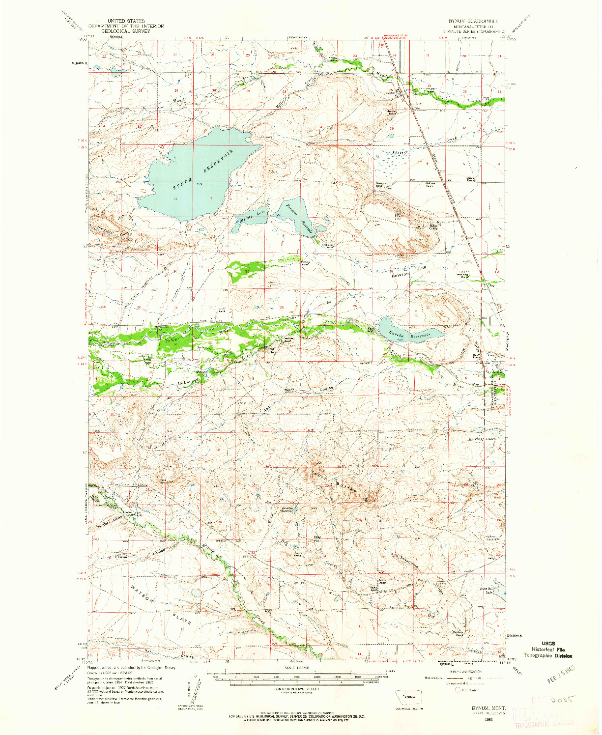 USGS 1:62500-SCALE QUADRANGLE FOR BYNUM, MT 1960