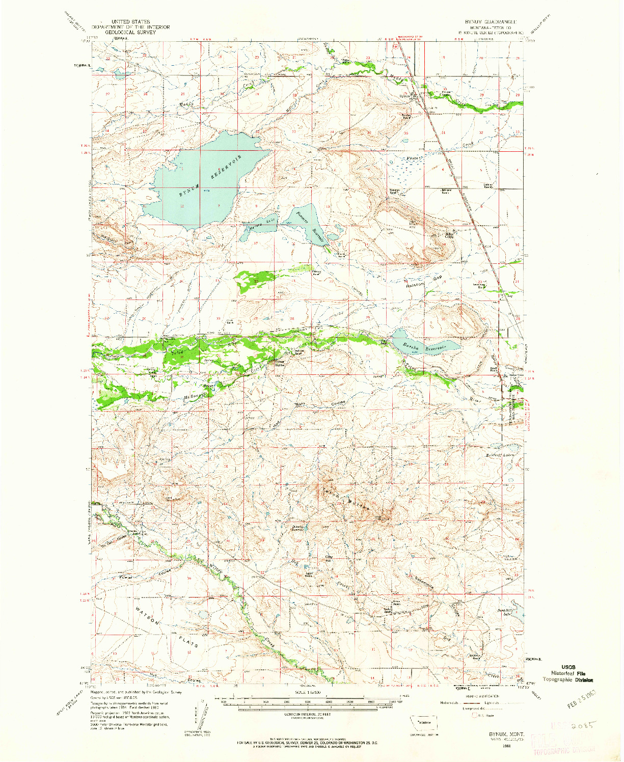 USGS 1:62500-SCALE QUADRANGLE FOR BYNUM, MT 1960