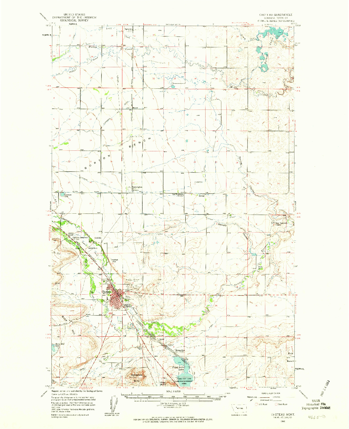 USGS 1:62500-SCALE QUADRANGLE FOR CHOTEAU, MT 1960