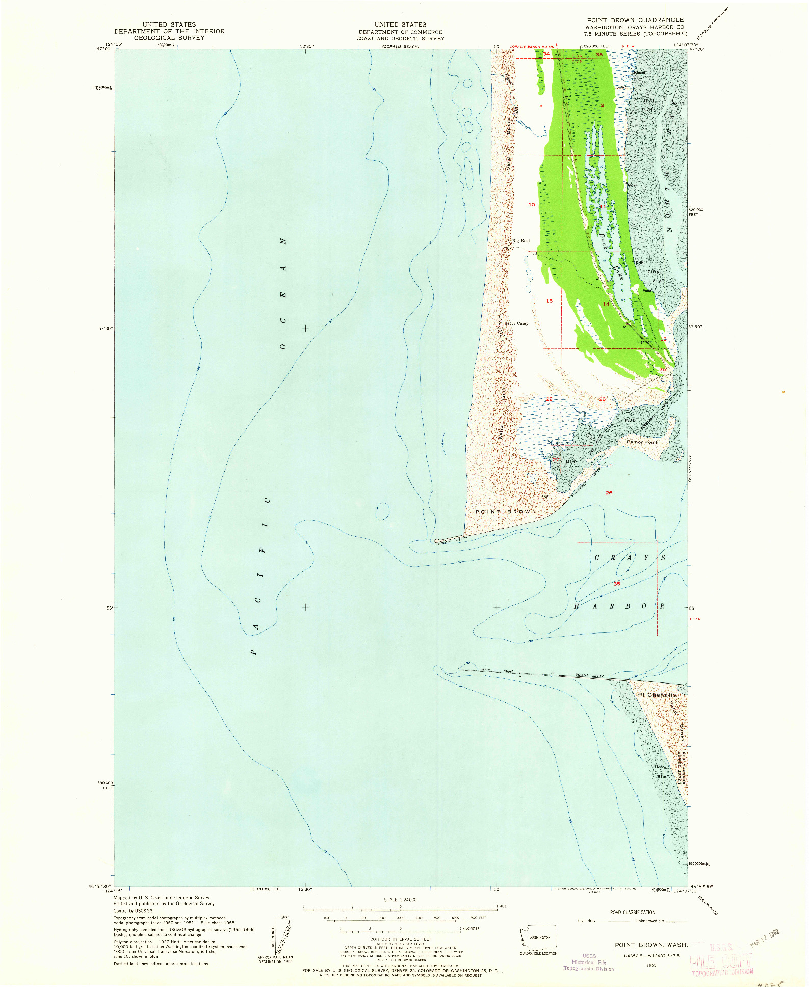 USGS 1:24000-SCALE QUADRANGLE FOR POINT BROWN, WA 1955