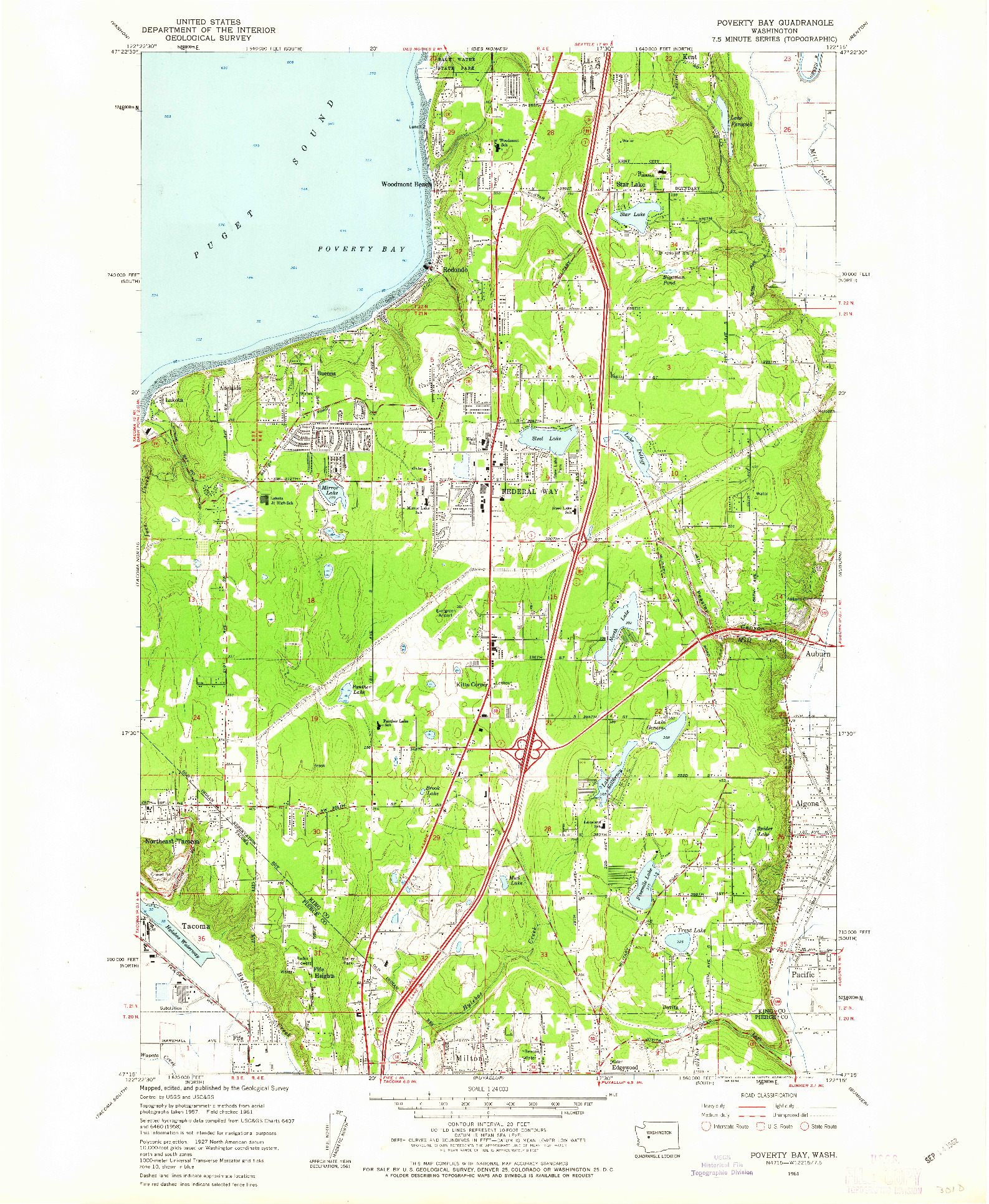 USGS 1:24000-SCALE QUADRANGLE FOR POVERTY BAY, WA 1961