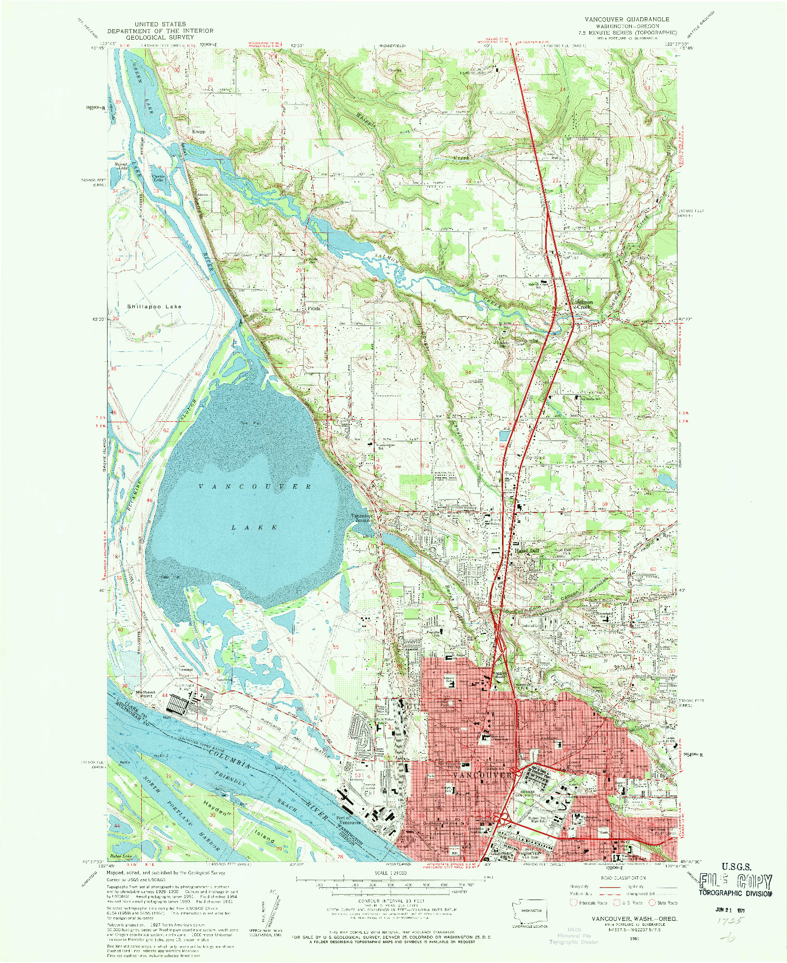 USGS 1:24000-SCALE QUADRANGLE FOR VANCOUVER, WA 1961