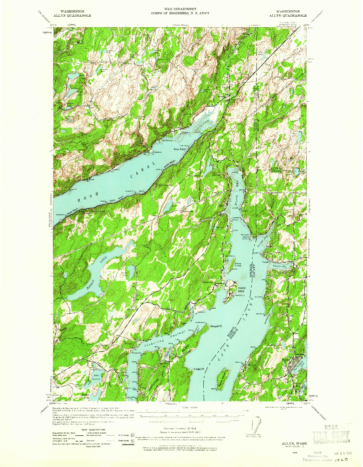 USGS 1:62500-SCALE QUADRANGLE FOR ALLYN, WA 1938