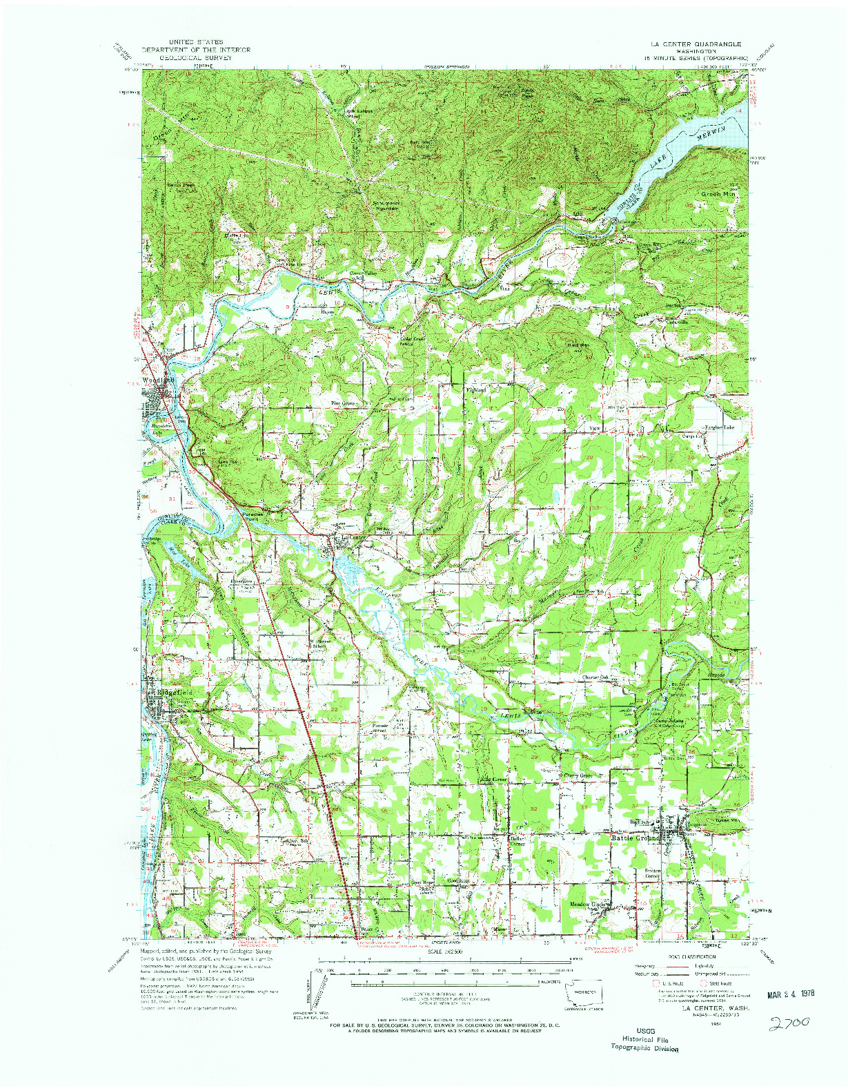 USGS 1:62500-SCALE QUADRANGLE FOR LA CENTER, WA 1954