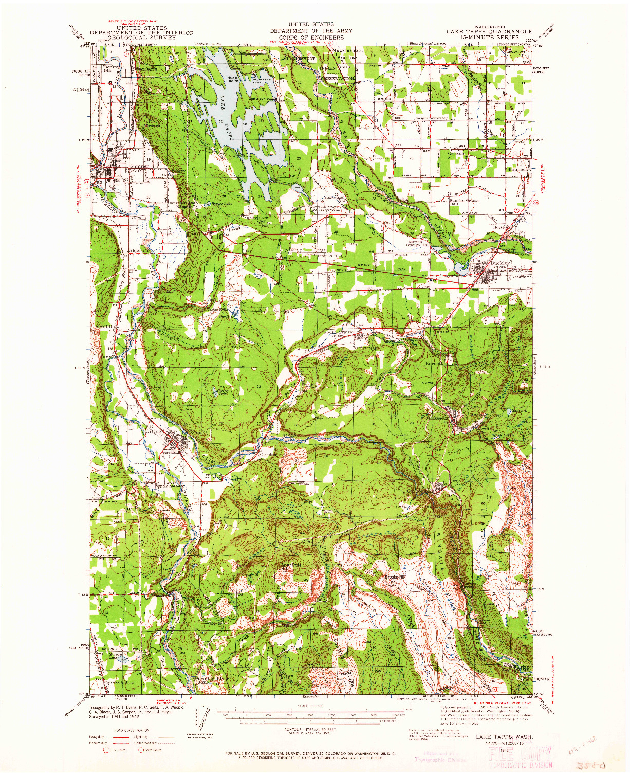 USGS 1:62500-SCALE QUADRANGLE FOR LAKE TAPPS, WA 1942