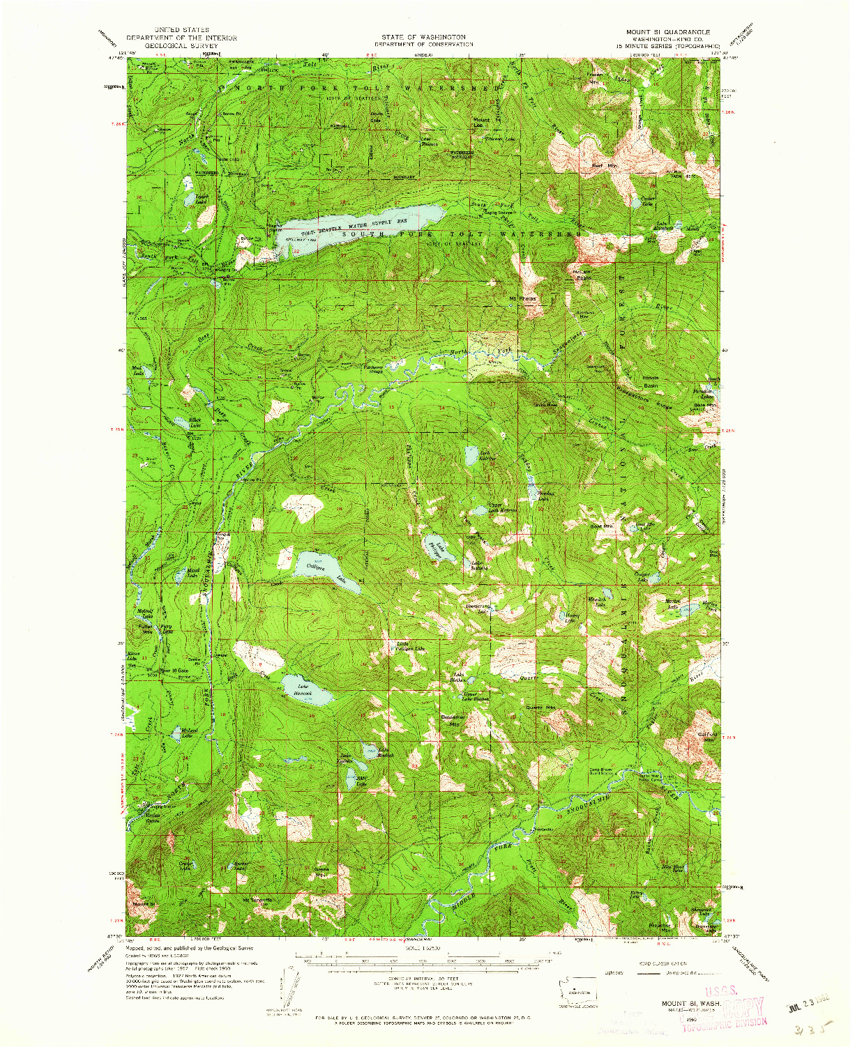 USGS 1:62500-SCALE QUADRANGLE FOR MOUNT SI, WA 1960