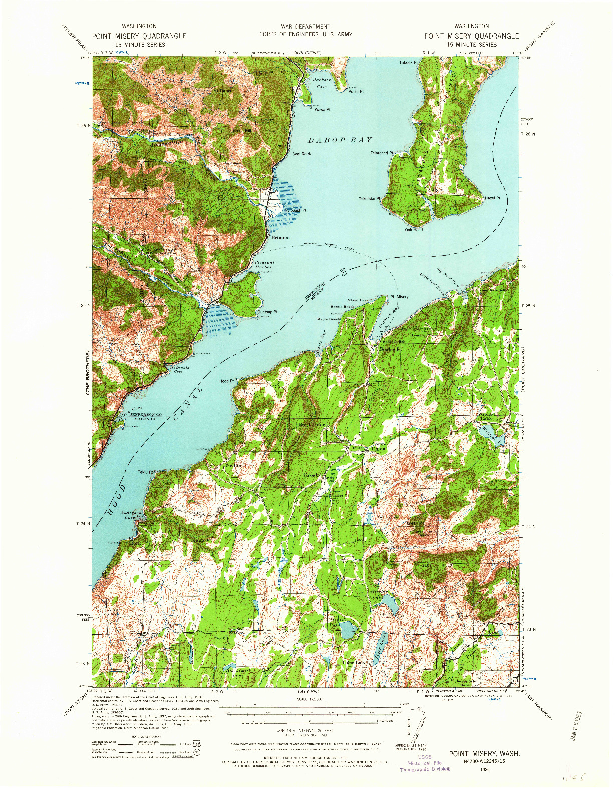 USGS 1:62500-SCALE QUADRANGLE FOR POINT MISERY, WA 1936