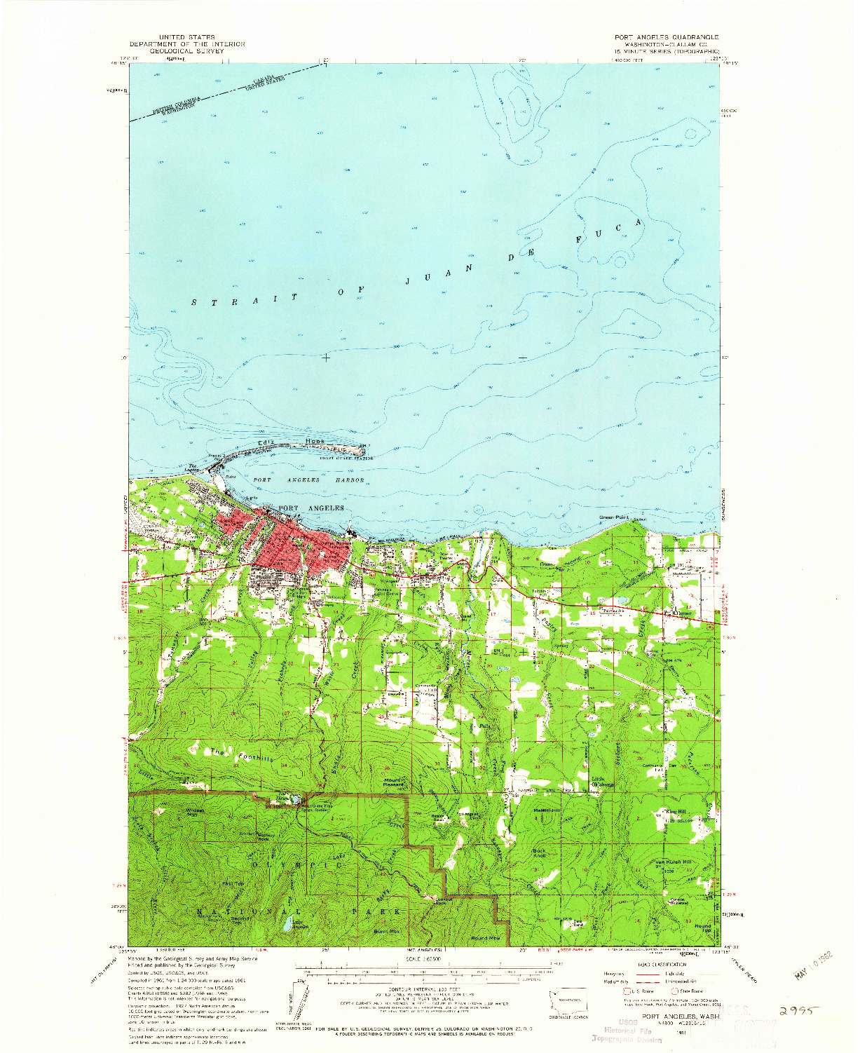 USGS 1:62500-SCALE QUADRANGLE FOR PORT ANGELES, WA 1961