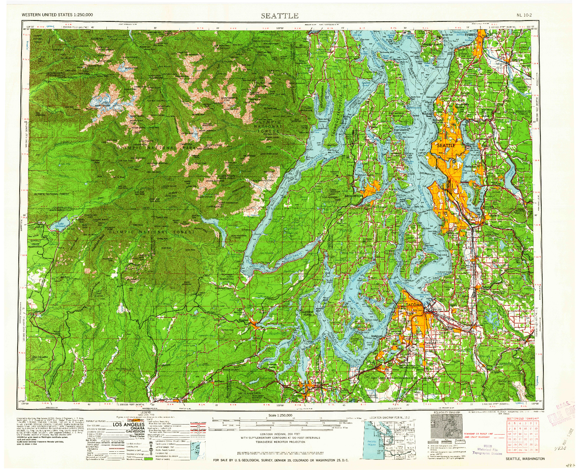 USGS 1:250000-SCALE QUADRANGLE FOR SEATTLE, WA 1962
