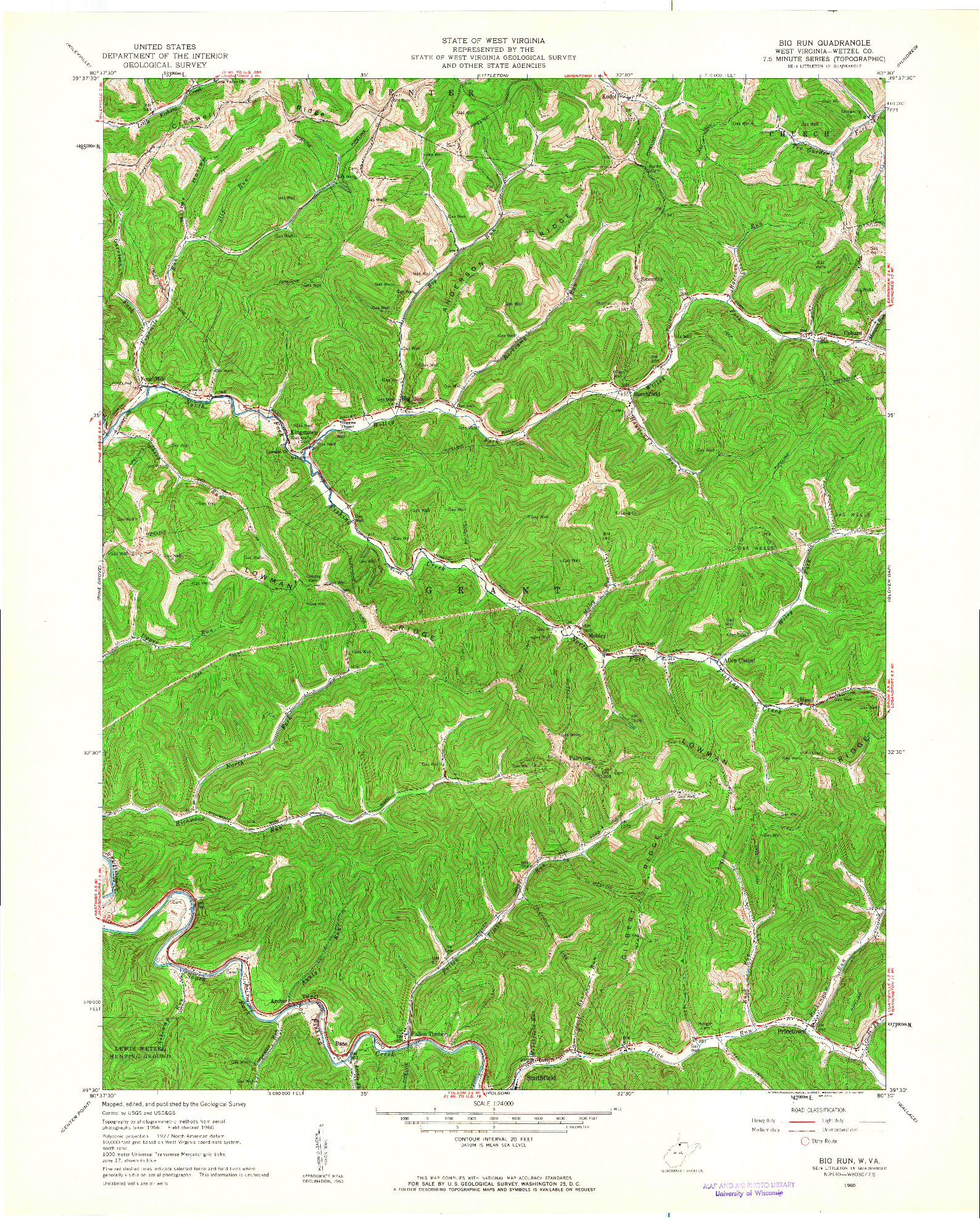 USGS 1:24000-SCALE QUADRANGLE FOR BIG RUN, WV 1960