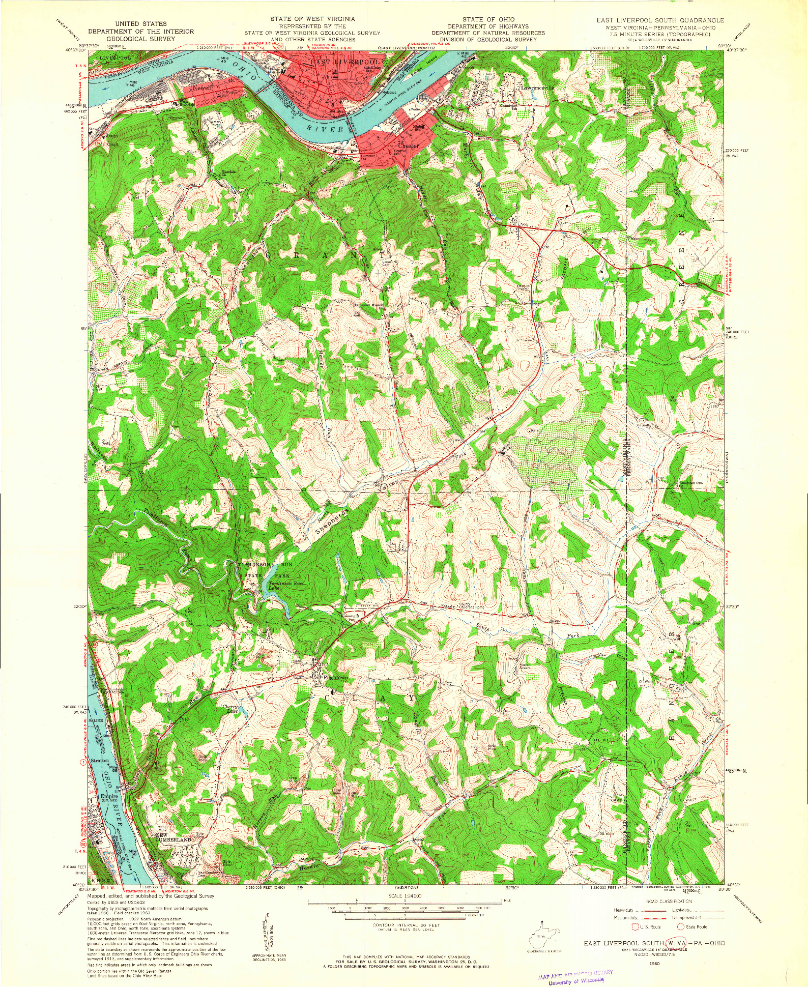 USGS 1:24000-SCALE QUADRANGLE FOR EAST LIVERPOOL SOUTH, WV 1960