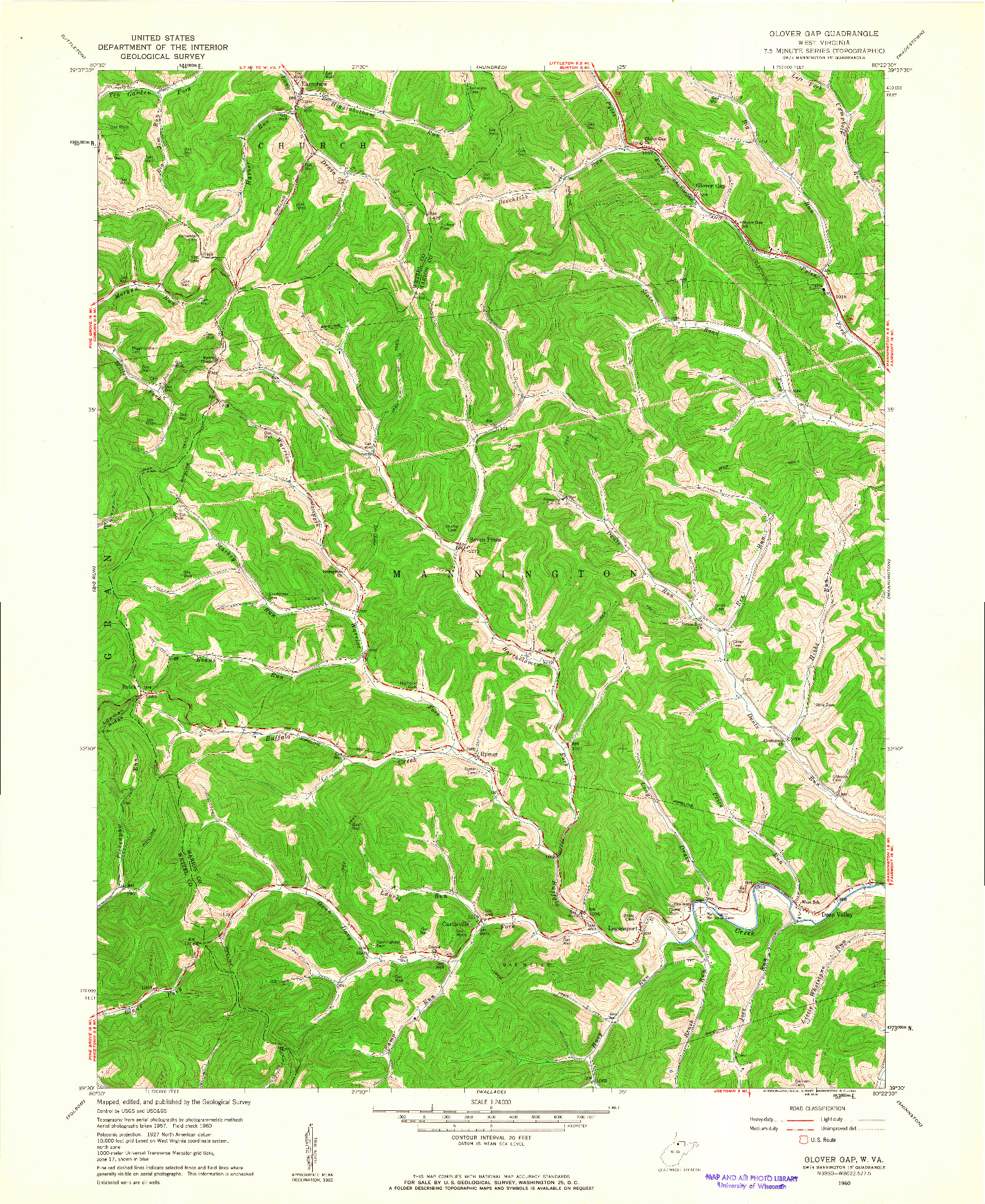 USGS 1:24000-SCALE QUADRANGLE FOR GLOVER GAP, WV 1960