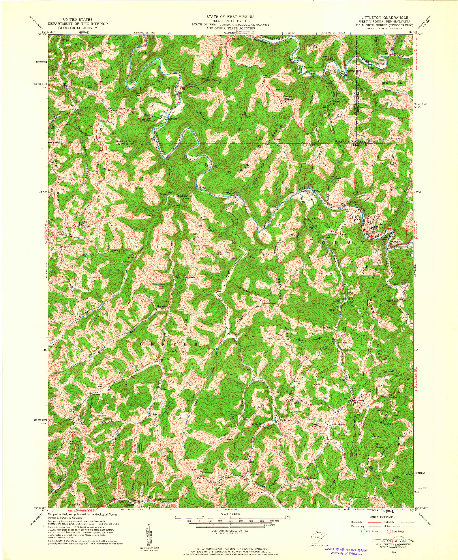 USGS 1:24000-SCALE QUADRANGLE FOR LITTLETON, WV 1960