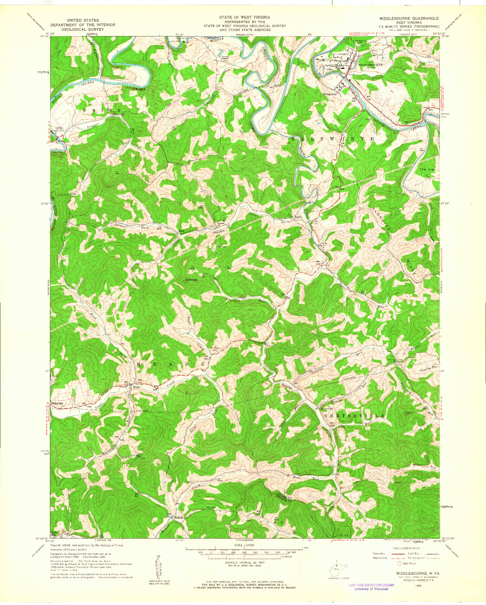 USGS 1:24000-SCALE QUADRANGLE FOR MIDDLEBOURNE, WV 1960
