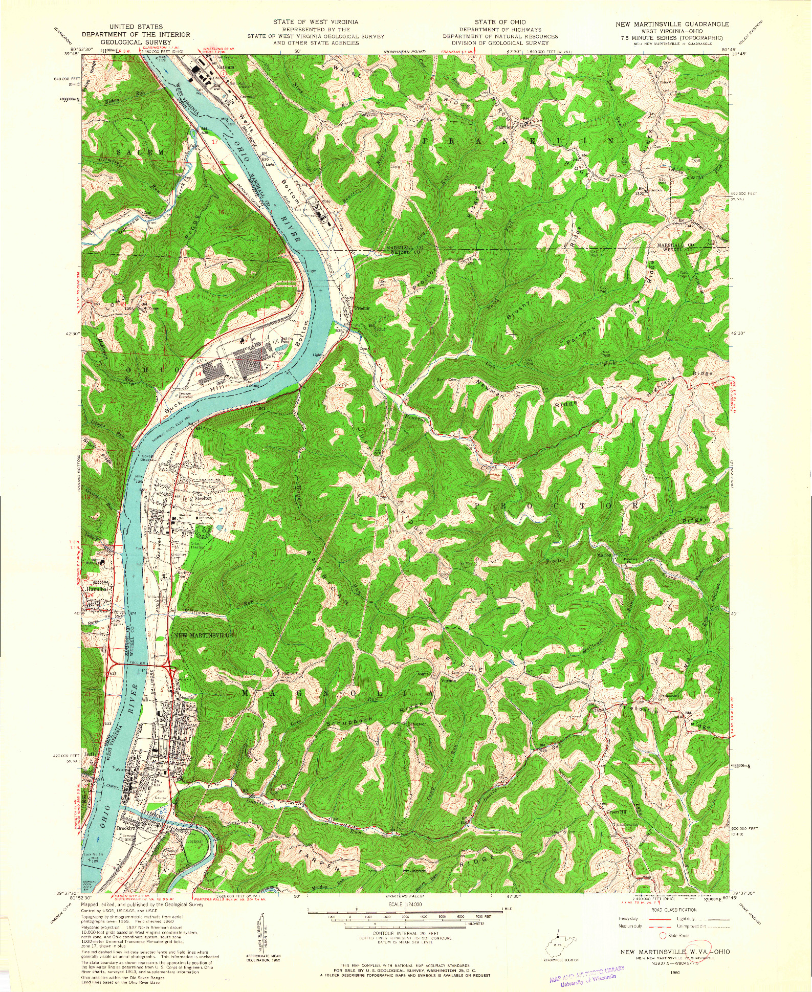 USGS 1:24000-SCALE QUADRANGLE FOR NEW MARTINSVILLE, WV 1960