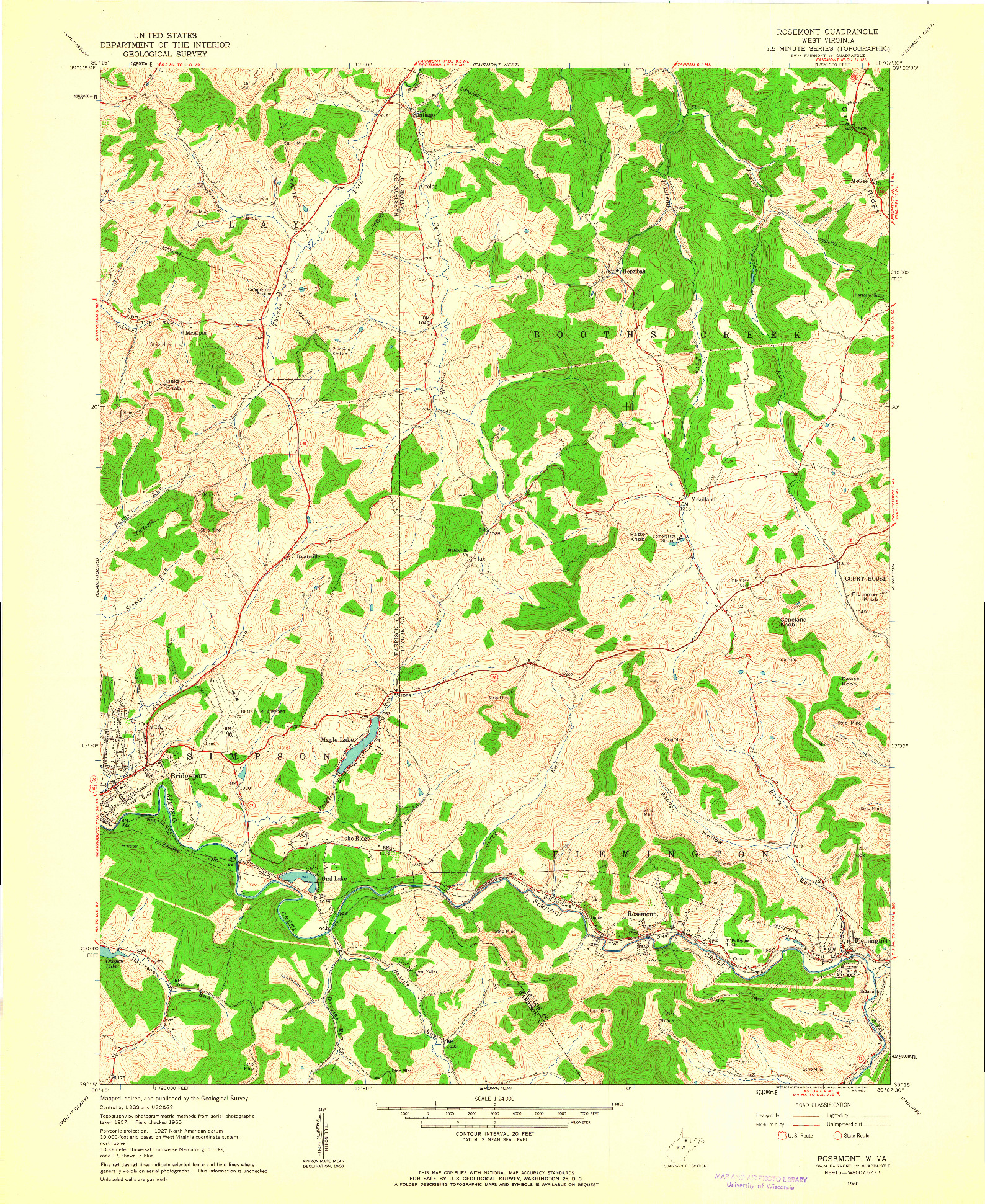 USGS 1:24000-SCALE QUADRANGLE FOR ROSEMONT, WV 1960