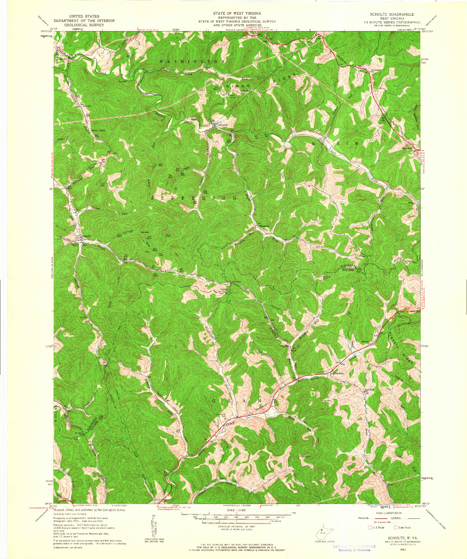 USGS 1:24000-SCALE QUADRANGLE FOR SCHULTZ, WV 1961
