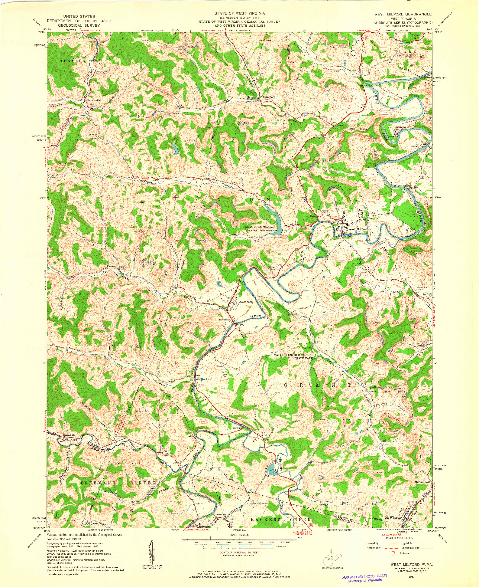 USGS 1:24000-SCALE QUADRANGLE FOR WEST MILFORD, WV 1961