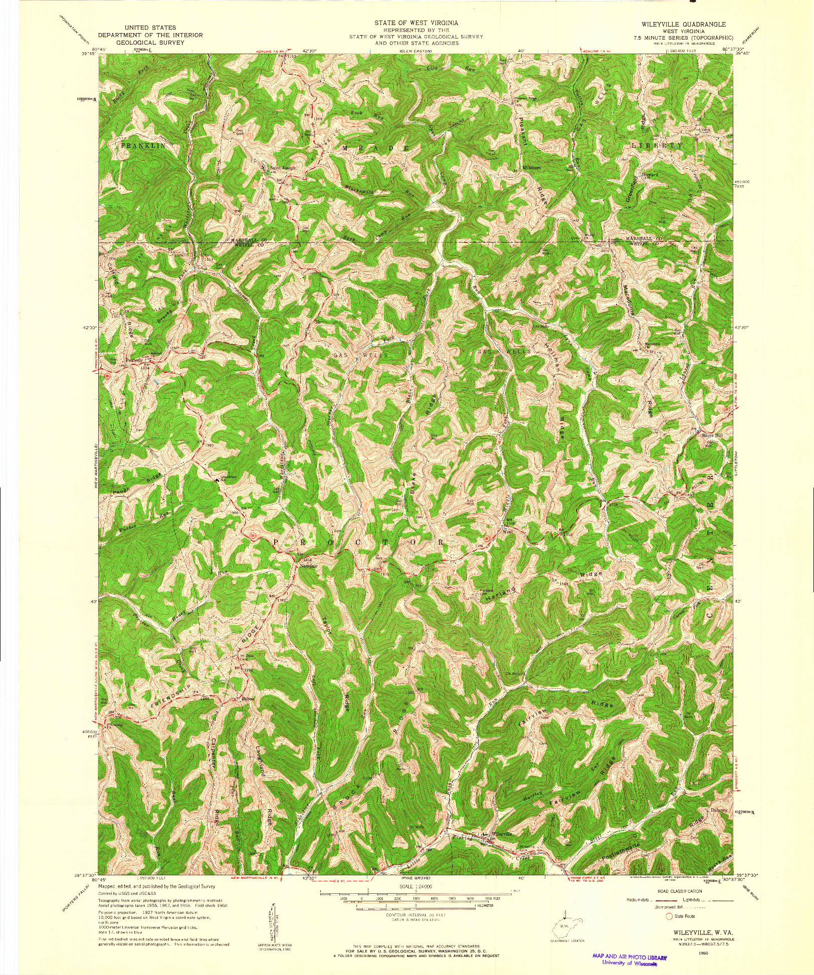 USGS 1:24000-SCALE QUADRANGLE FOR WILEYVILLE, WV 1960