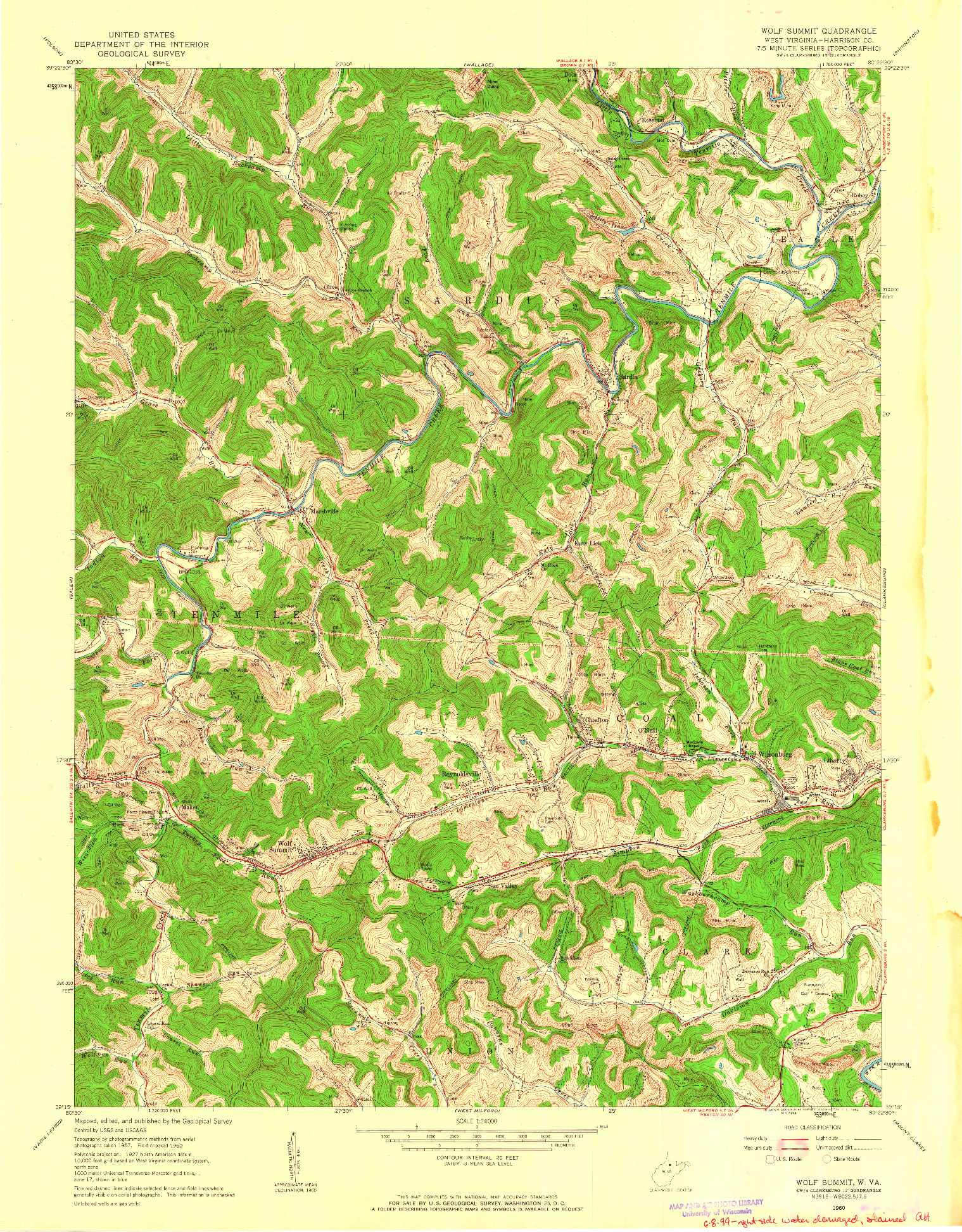 USGS 1:24000-SCALE QUADRANGLE FOR WOLF SUMMIT, WV 1960