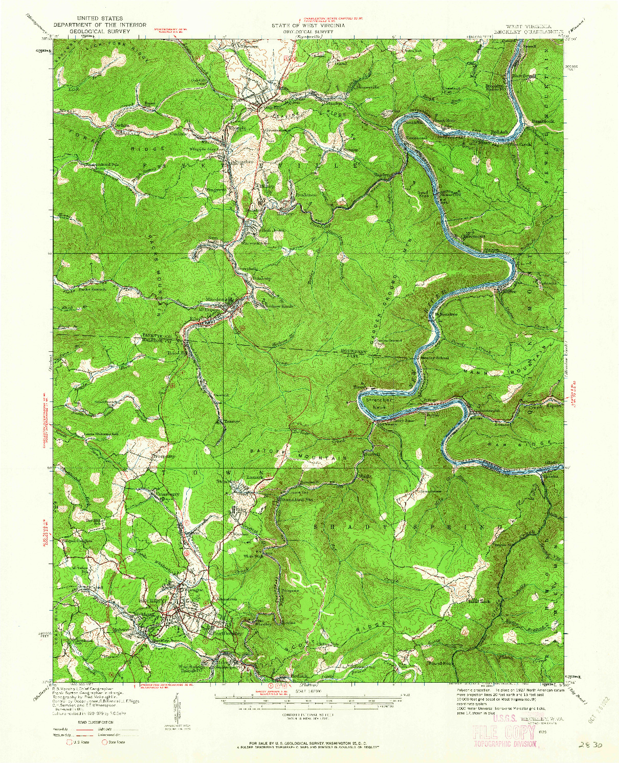 USGS 1:62500-SCALE QUADRANGLE FOR BECKLEY, WV 1929