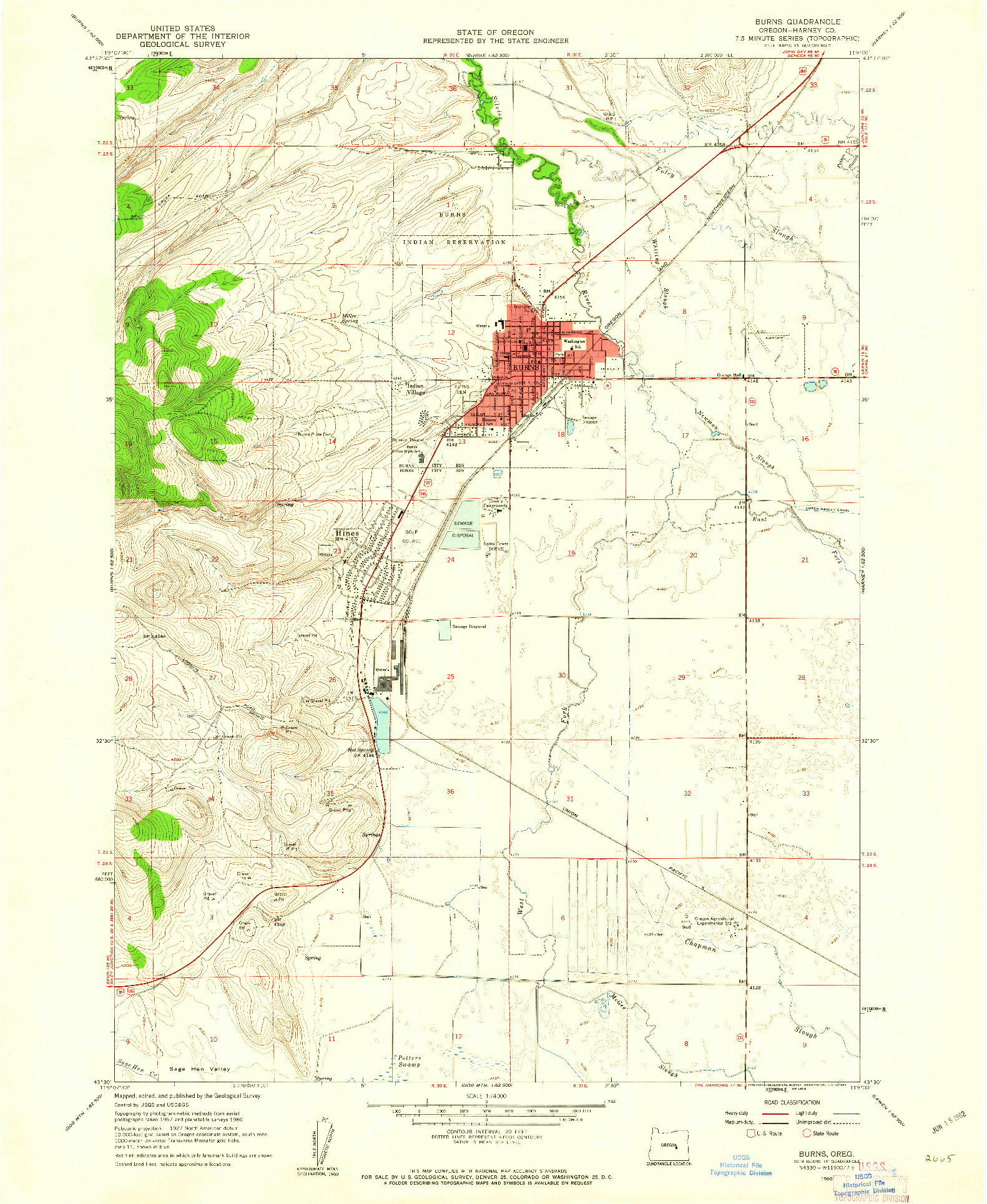 USGS 1:24000-SCALE QUADRANGLE FOR BURNS, OR 1960