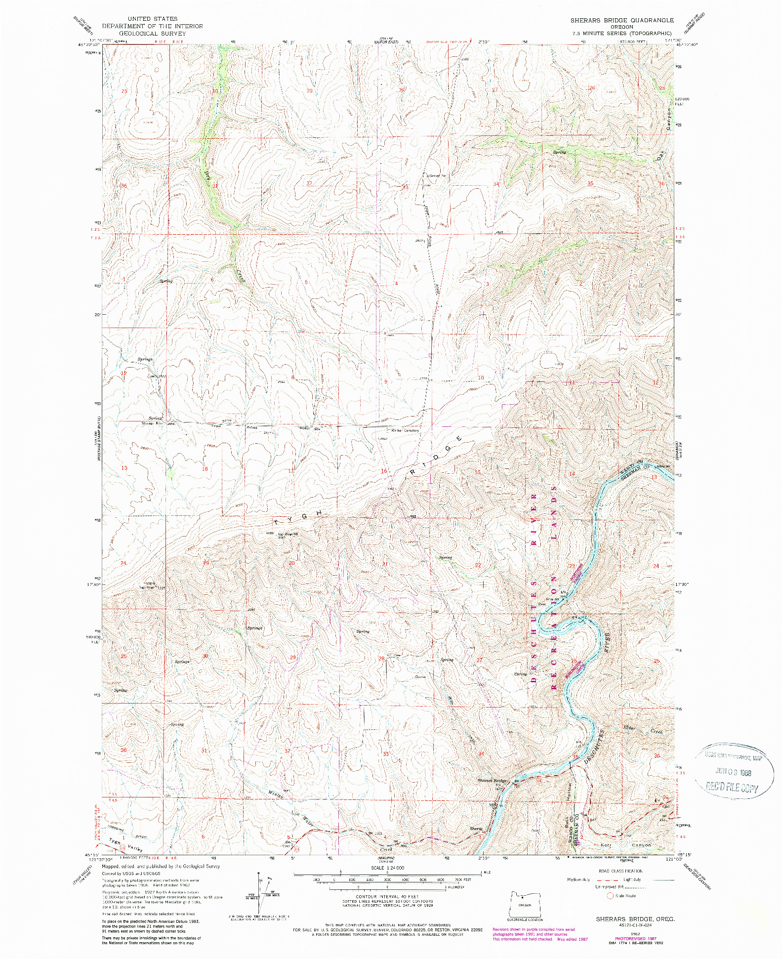 USGS 1:24000-SCALE QUADRANGLE FOR SHERARS BRIDGE, OR 1962