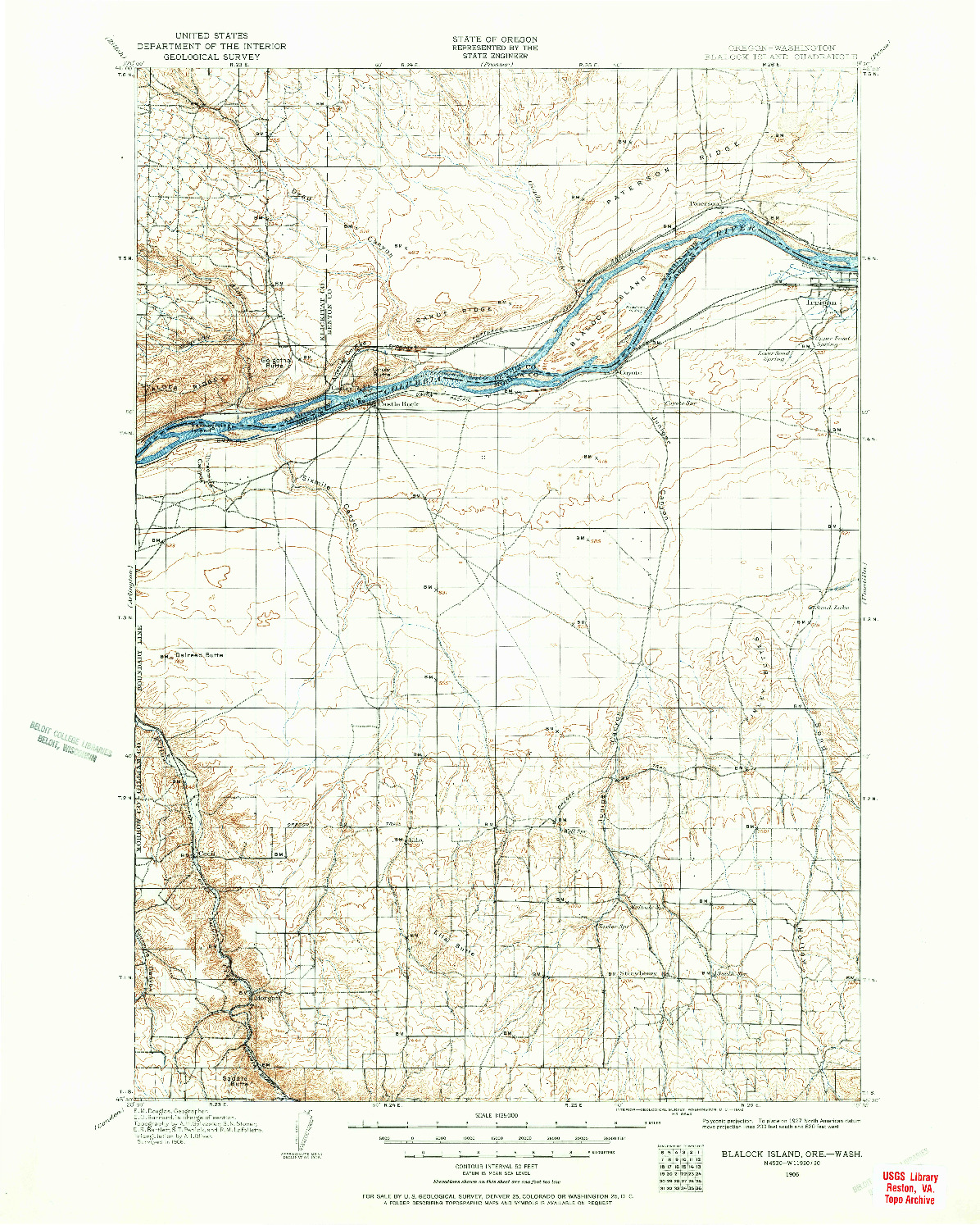 USGS 1:125000-SCALE QUADRANGLE FOR BLALOCK ISLAND, OR 1906