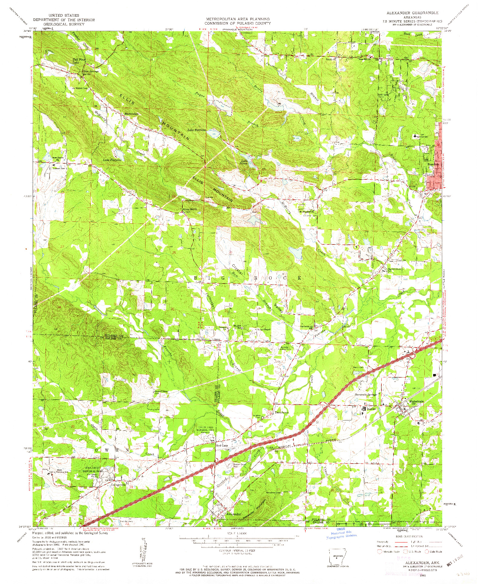 USGS 1:24000-SCALE QUADRANGLE FOR ALEXANDER, AR 1961