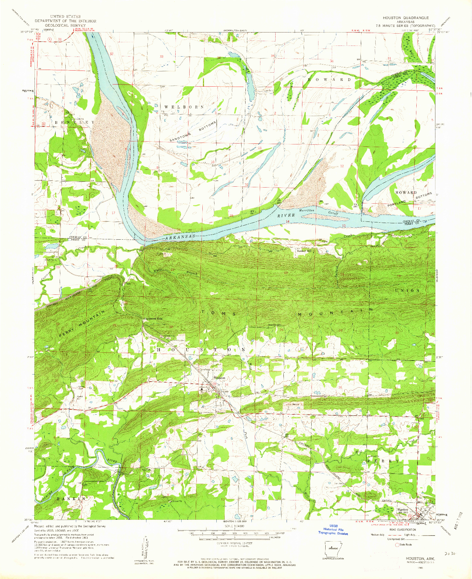 USGS 1:24000-SCALE QUADRANGLE FOR HOUSTON, AR 1961