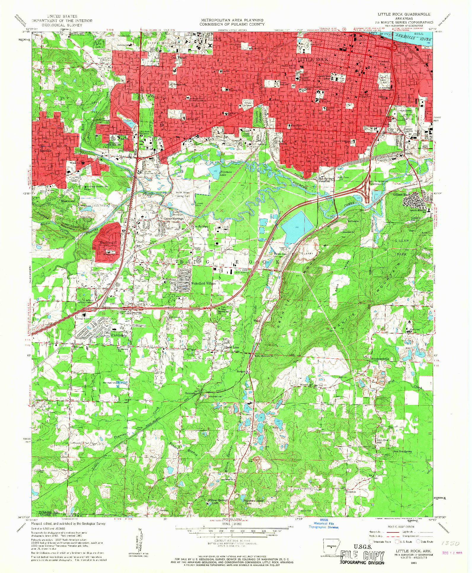 USGS 1:24000-SCALE QUADRANGLE FOR LITTLE ROCK, AR 1961