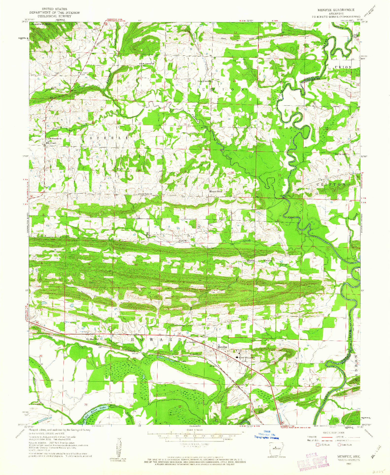 USGS 1:24000-SCALE QUADRANGLE FOR MENIFEE, AR 1961