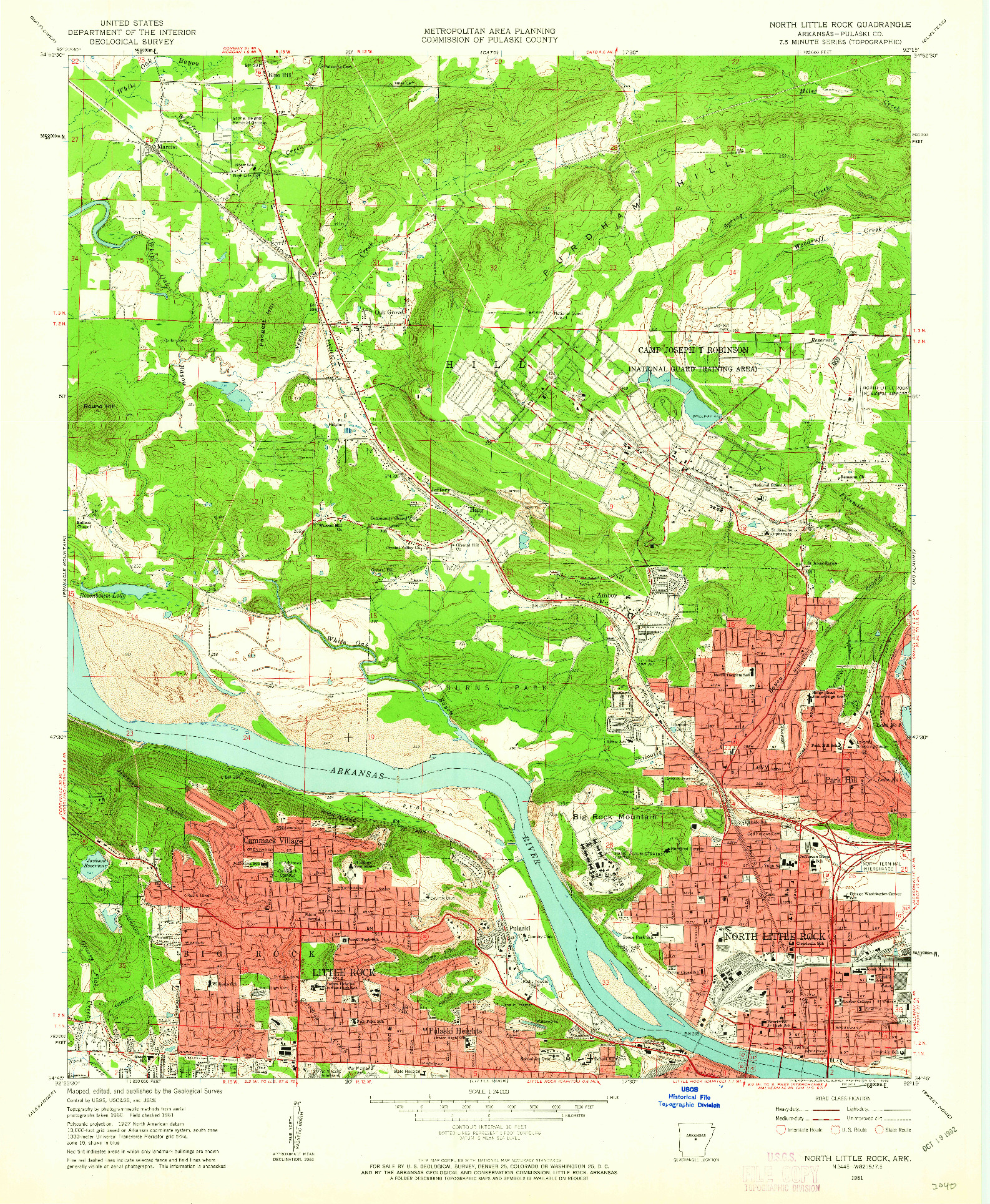 USGS 1:24000-SCALE QUADRANGLE FOR NORTH LITTLE ROCK, AR 1961