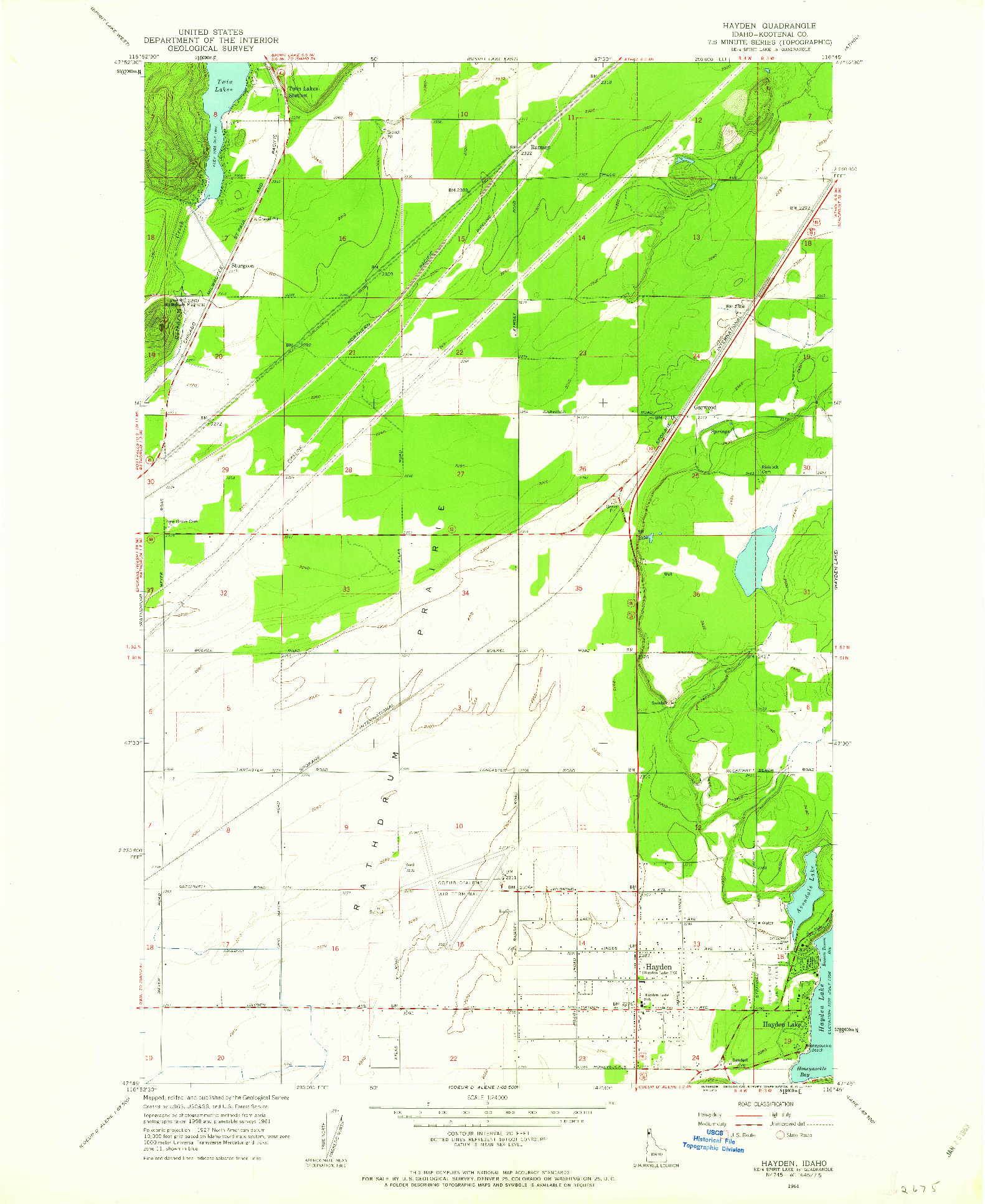 USGS 1:24000-SCALE QUADRANGLE FOR HAYDEN, ID 1961