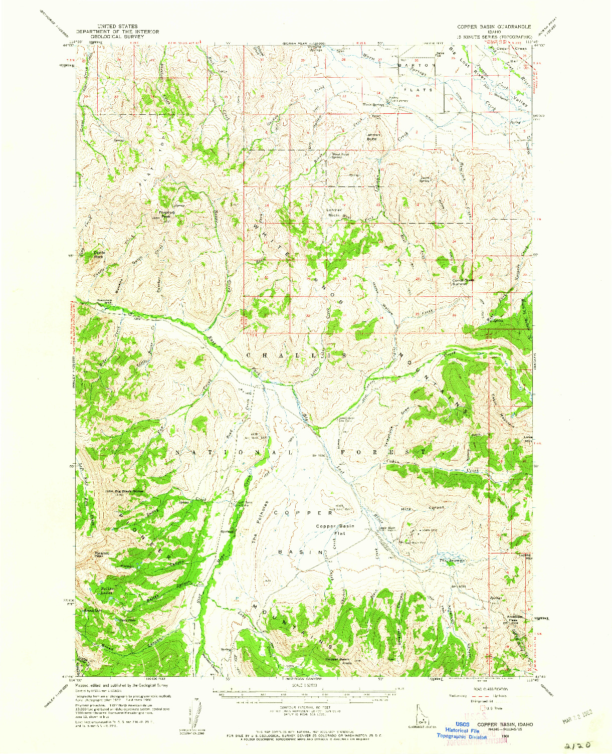 USGS 1:62500-SCALE QUADRANGLE FOR COPPER BASIN, ID 1960