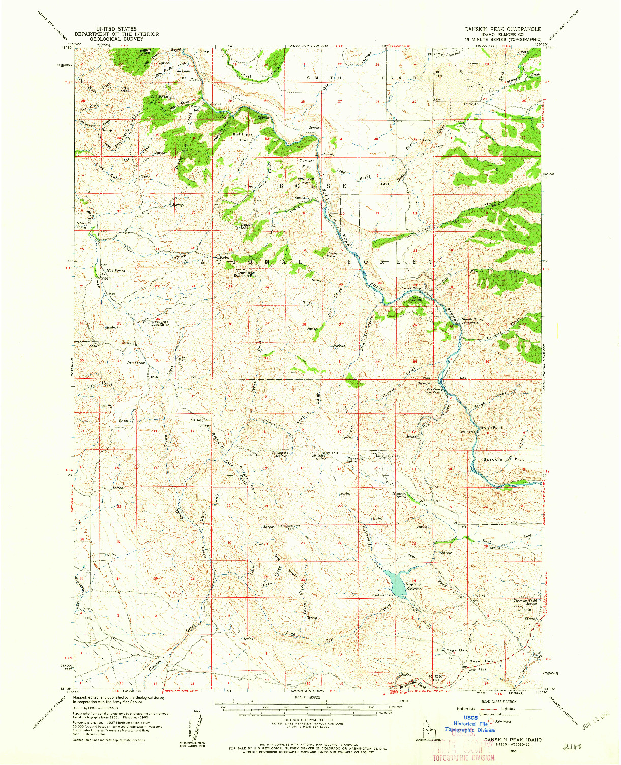 USGS 1:62500-SCALE QUADRANGLE FOR DANSKIN PEAK, ID 1960